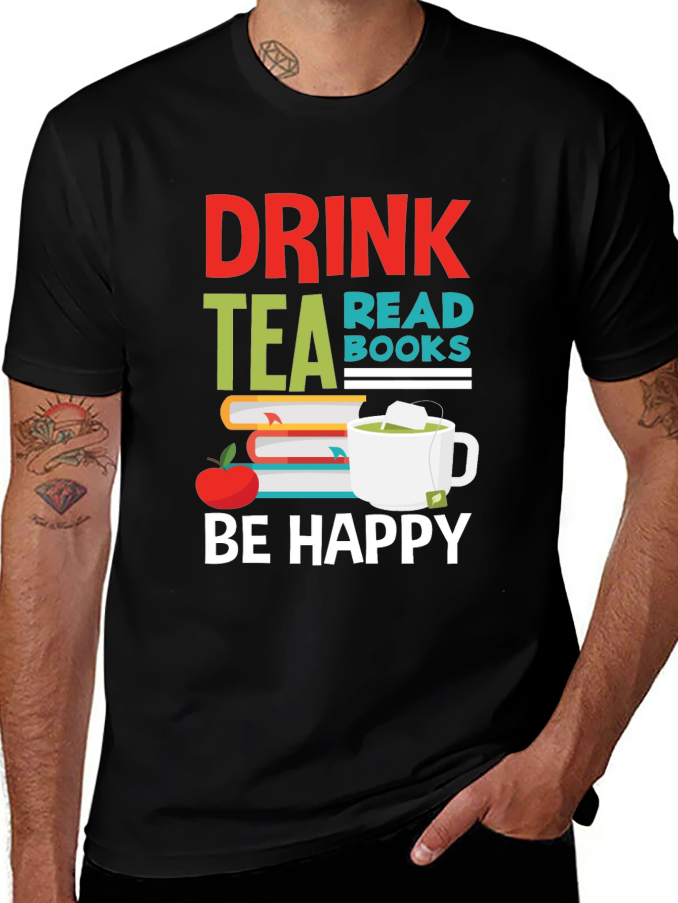 Variant 6 of Drink Tea Read Books Be Happy Graphic T-Shirt