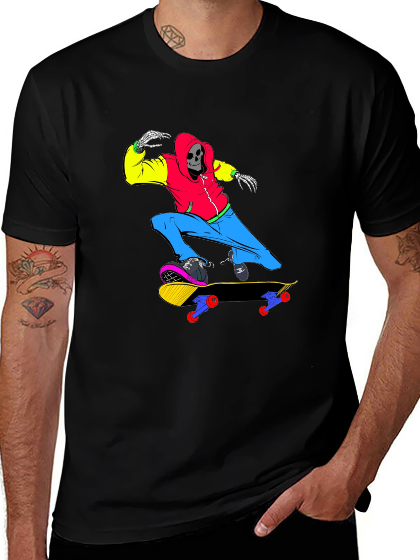 Variant 13 of Skateboard Skeleton T-Shirt - Cool Graphic Tee
