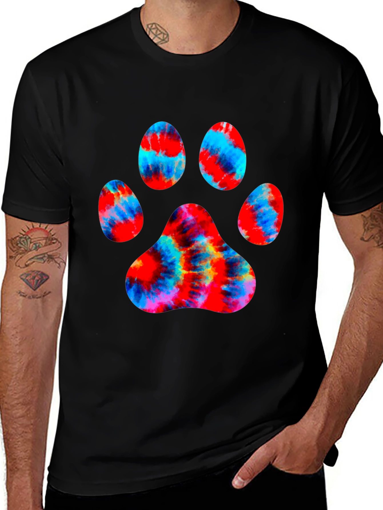 Variant 28 of Tie Dye Paw Print Graphic T-Shirt