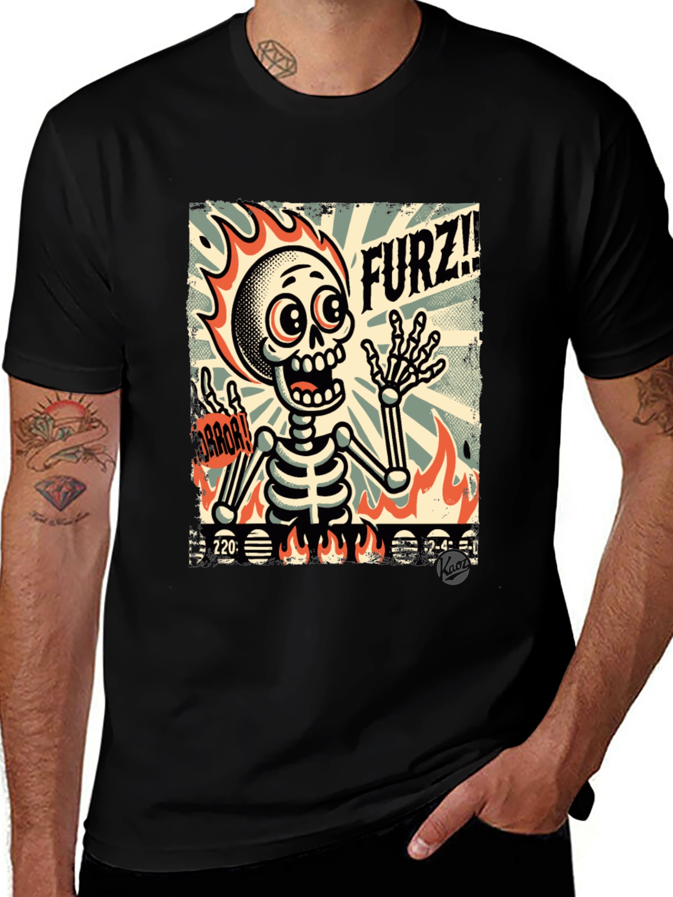 Variant 7 of Furz Skeleton Graphic Tee - Horror Movie Fan Shirt