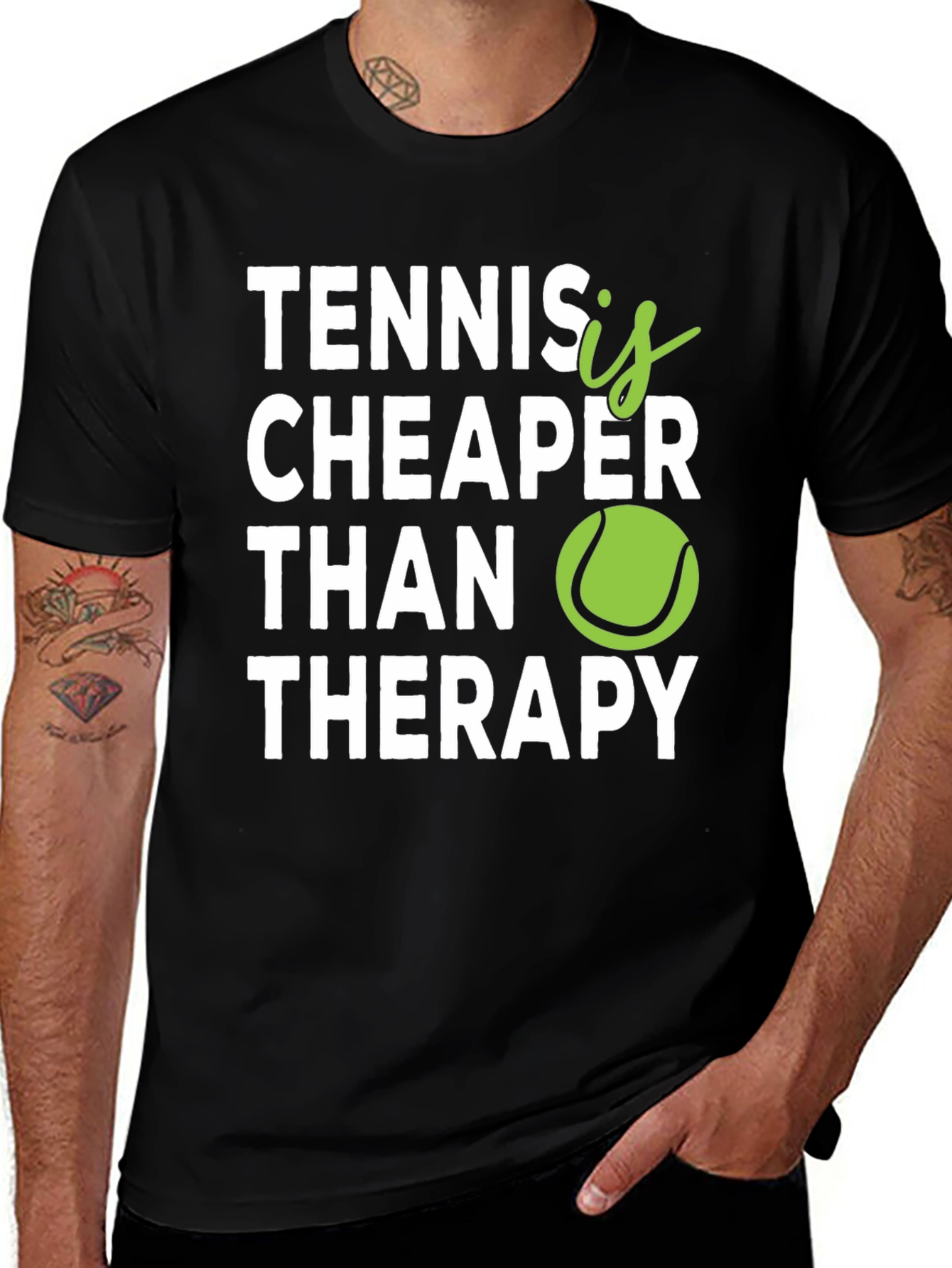 Variant 21 of Tennis is Cheaper Than Therapy Graphic T-Shirt
