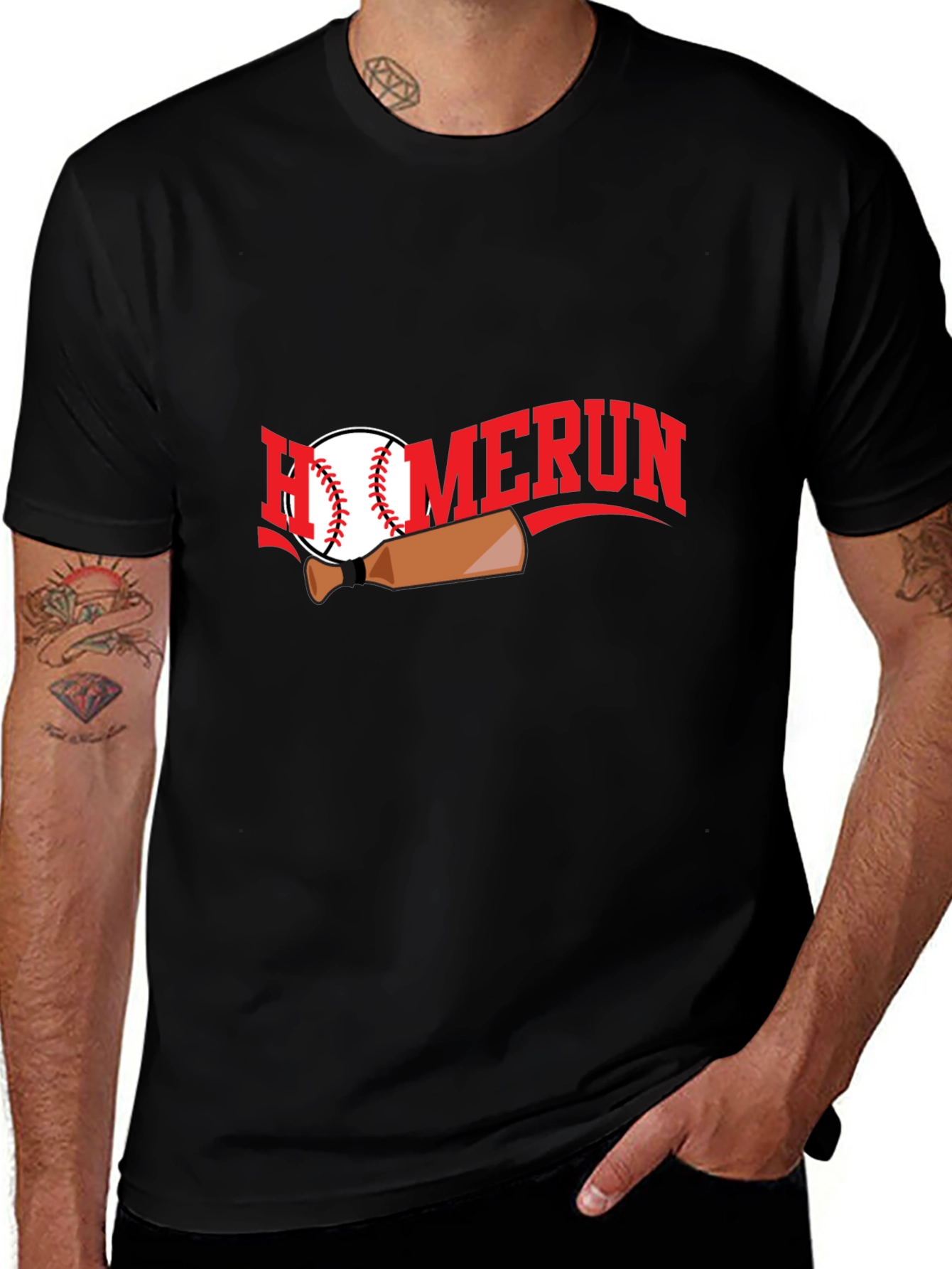 Homerun Baseball T-Shirt - Black Graphic Tee
