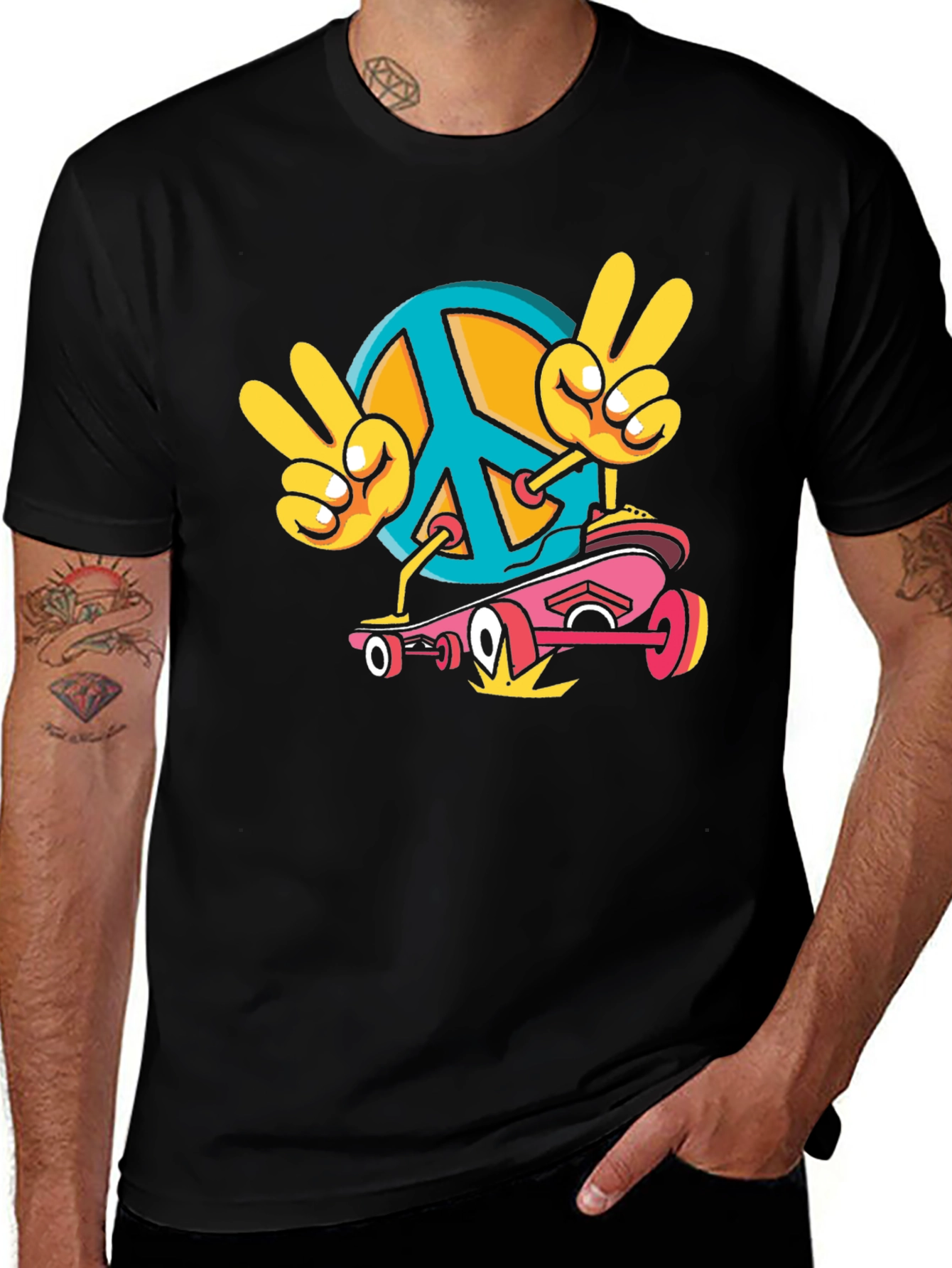 Variant 3 of Peace Sign Skateboard Graphic T-Shirt