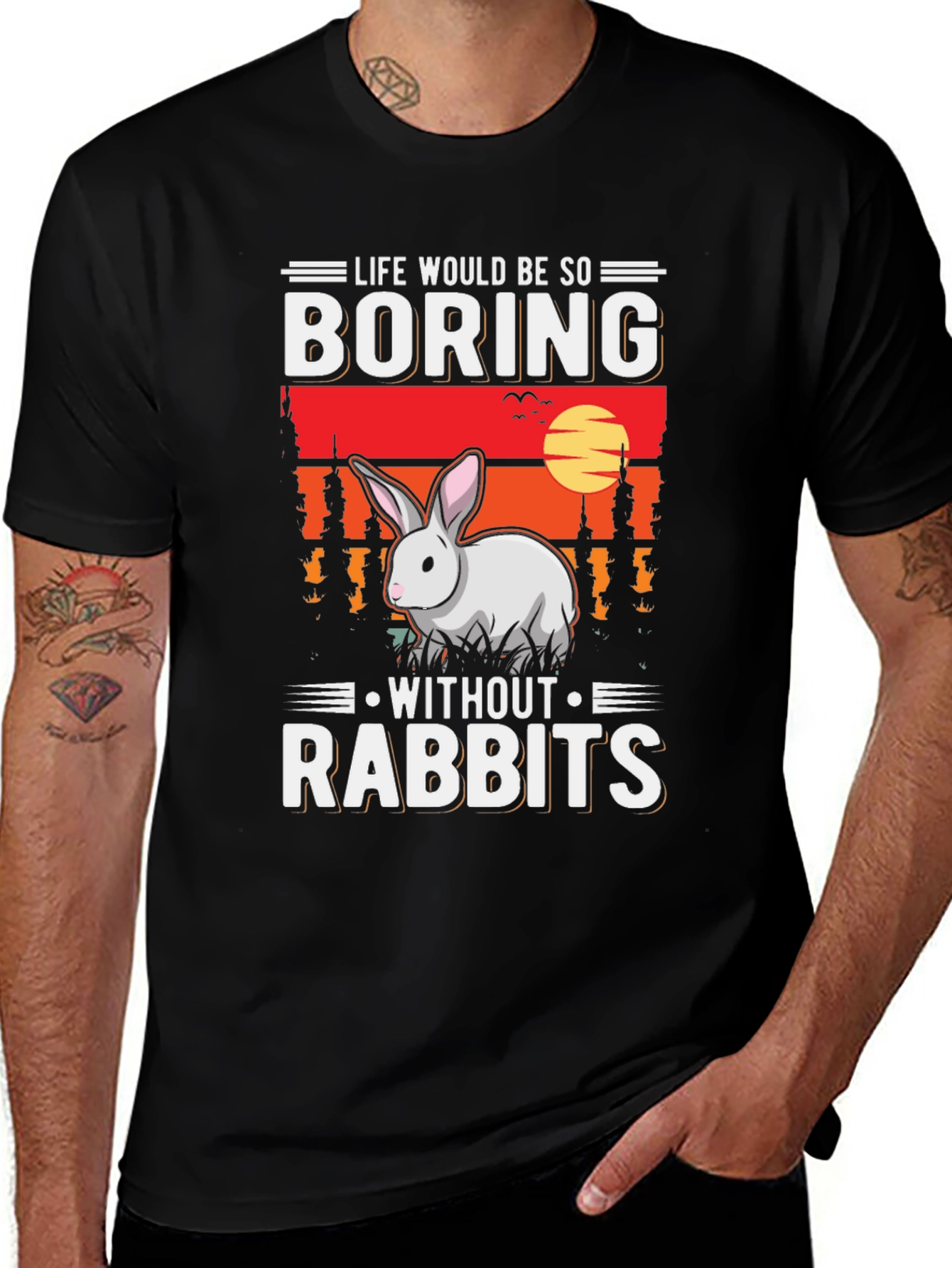 Variant 20 of Funny Rabbit Lover T-Shirt - Boring Without Rabbits Tee