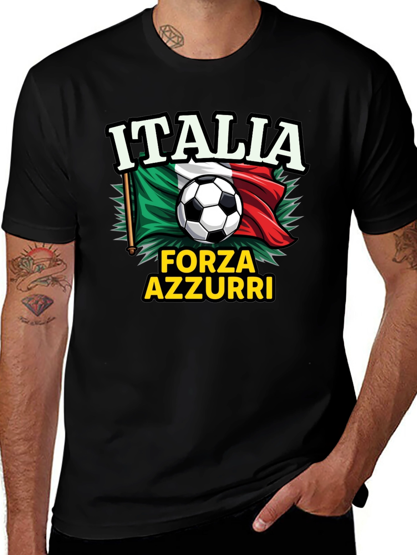 Variant 25 of Italia Soccer T-Shirt Forza Azzurri Italian Football