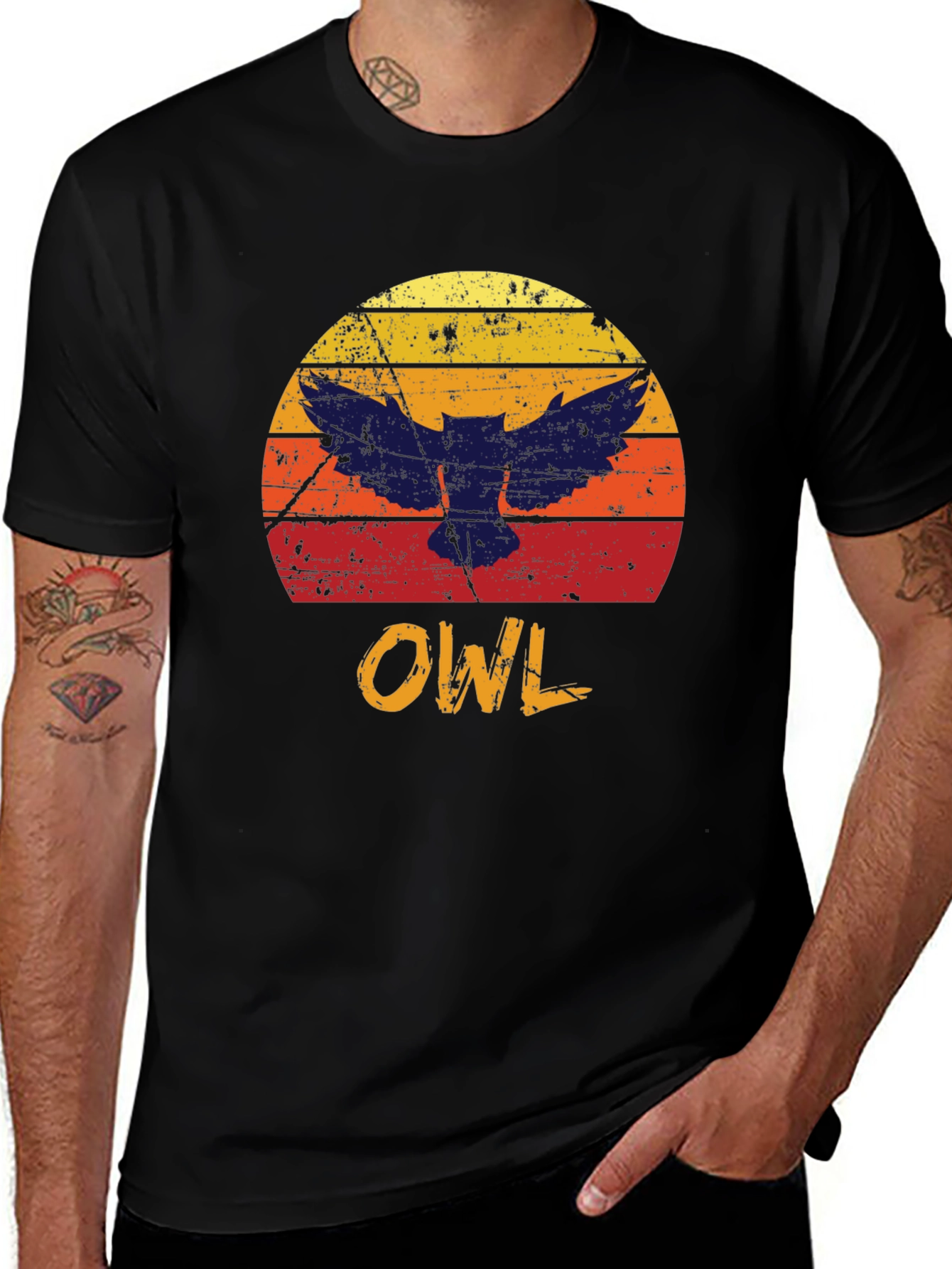 Variant 16 of Vintage Owl Sunset T-Shirt - Stylish Bird Lover Tee