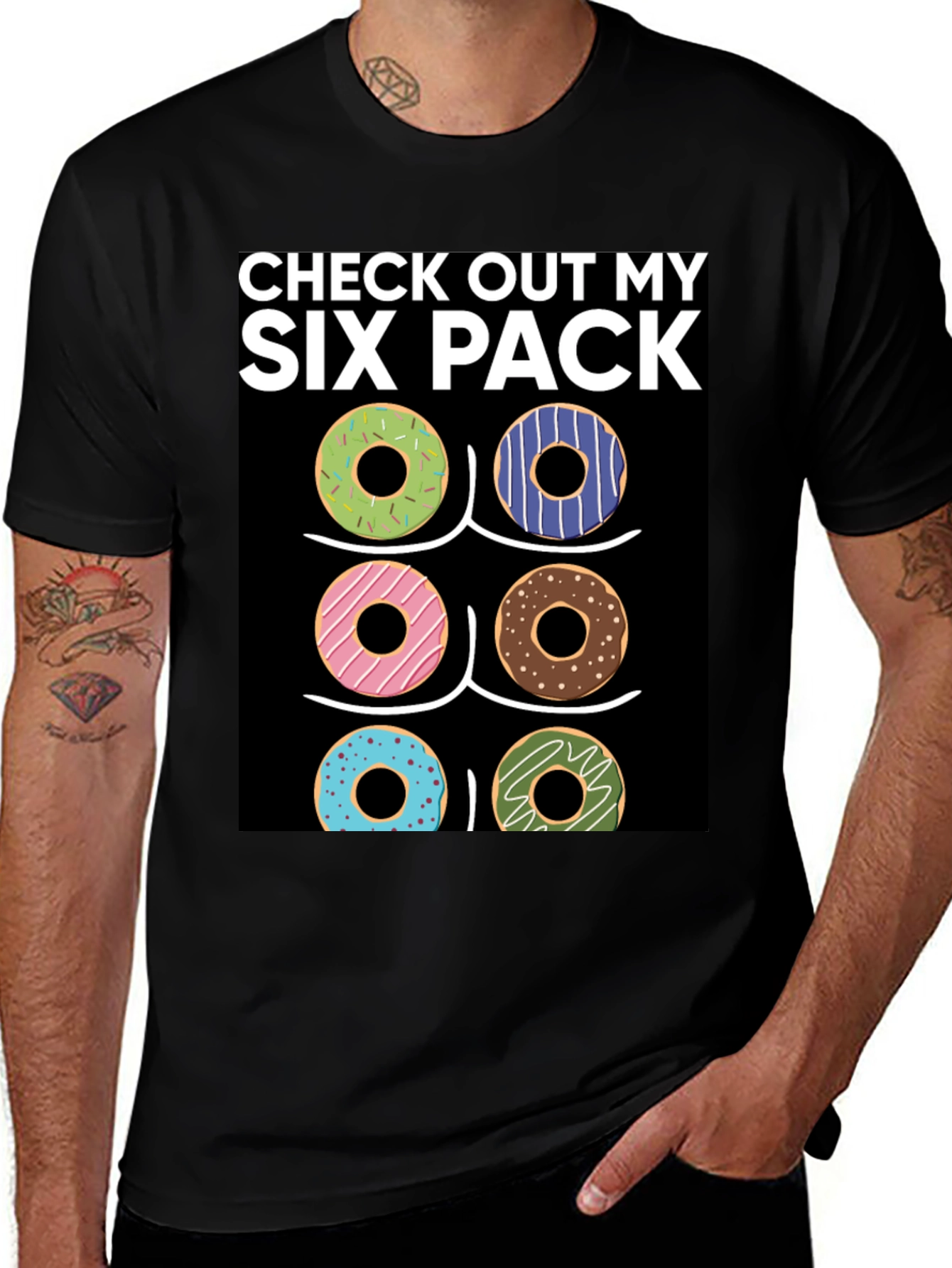Variant 9 of Six Pack Donuts T-Shirt - Funny Gym Workout Tee