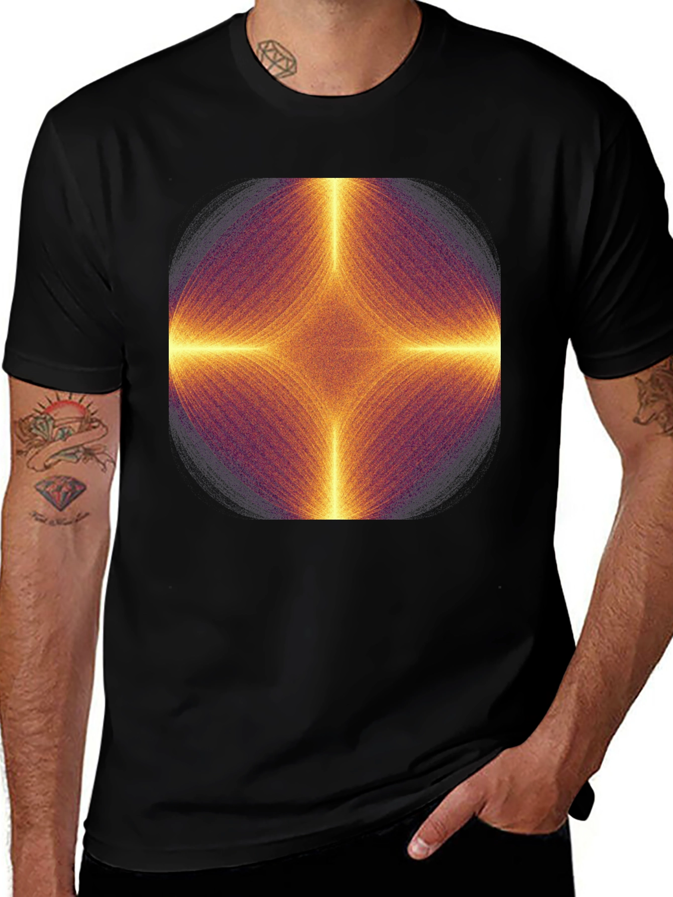 Variant 12 of Geometric Mandala Men's Black T-Shirt