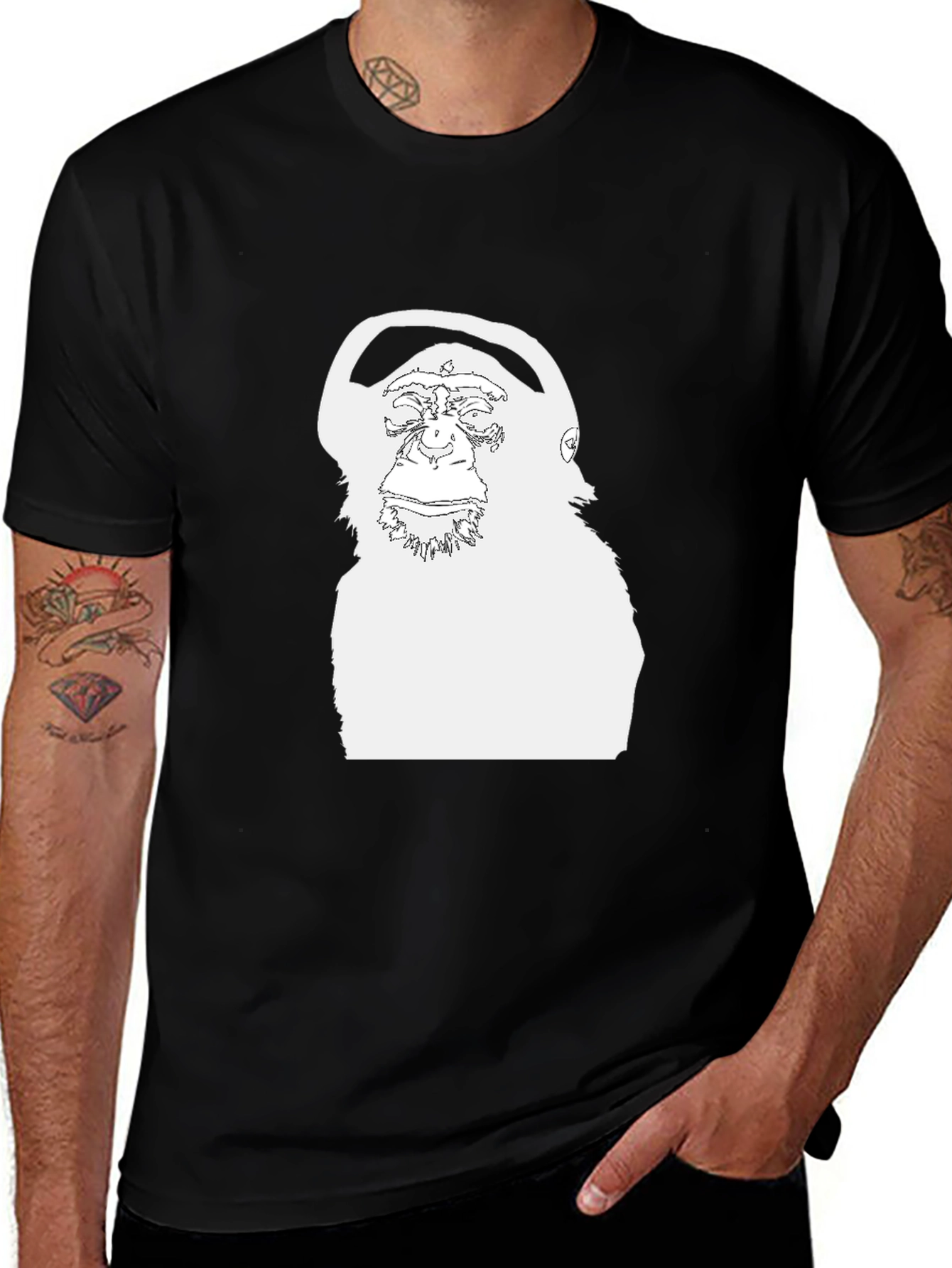 Variant 16 of Chimpanzee Headphone Graphic Tee - Cool Casual Style