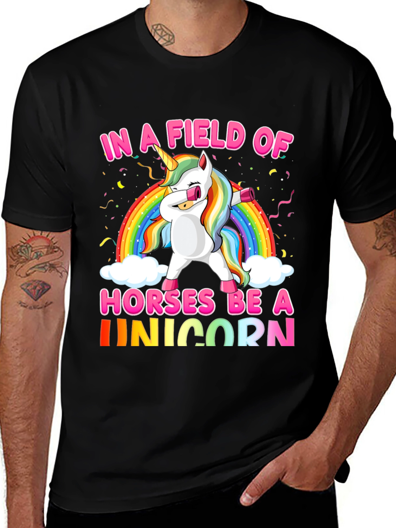 Variant 22 of Be a Unicorn T-Shirt Rainbow Funny Dabbing Tee