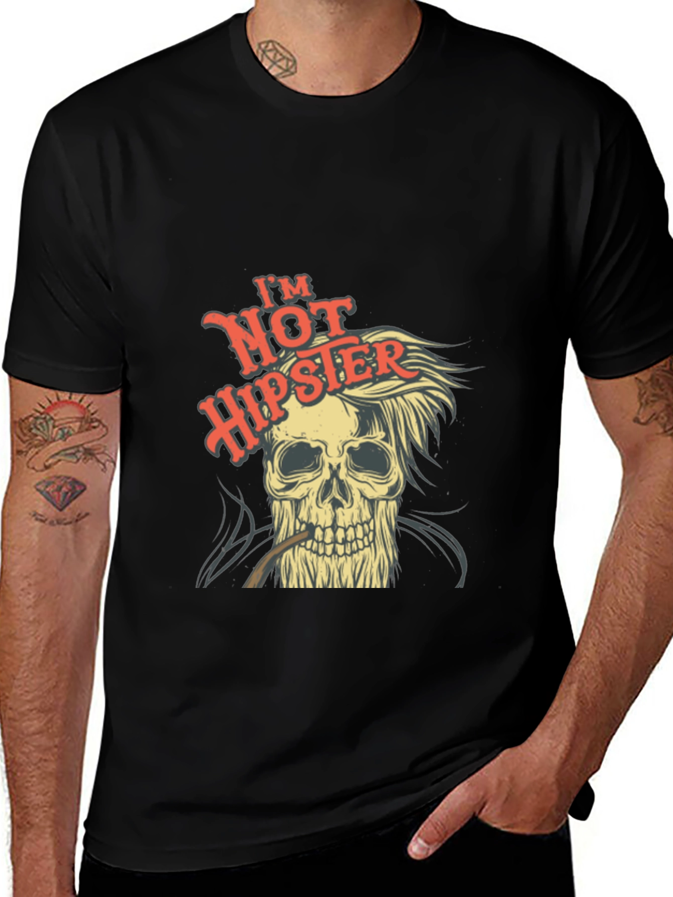 Variant 19 of I'm Not Hipster Skull Graphic Tee - Cool Novelty T-Shirt