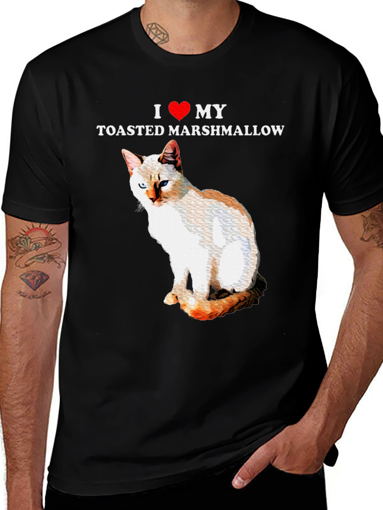 Variant 26 of I Heart My Toasted Marshmallow Cat Graphic Tee