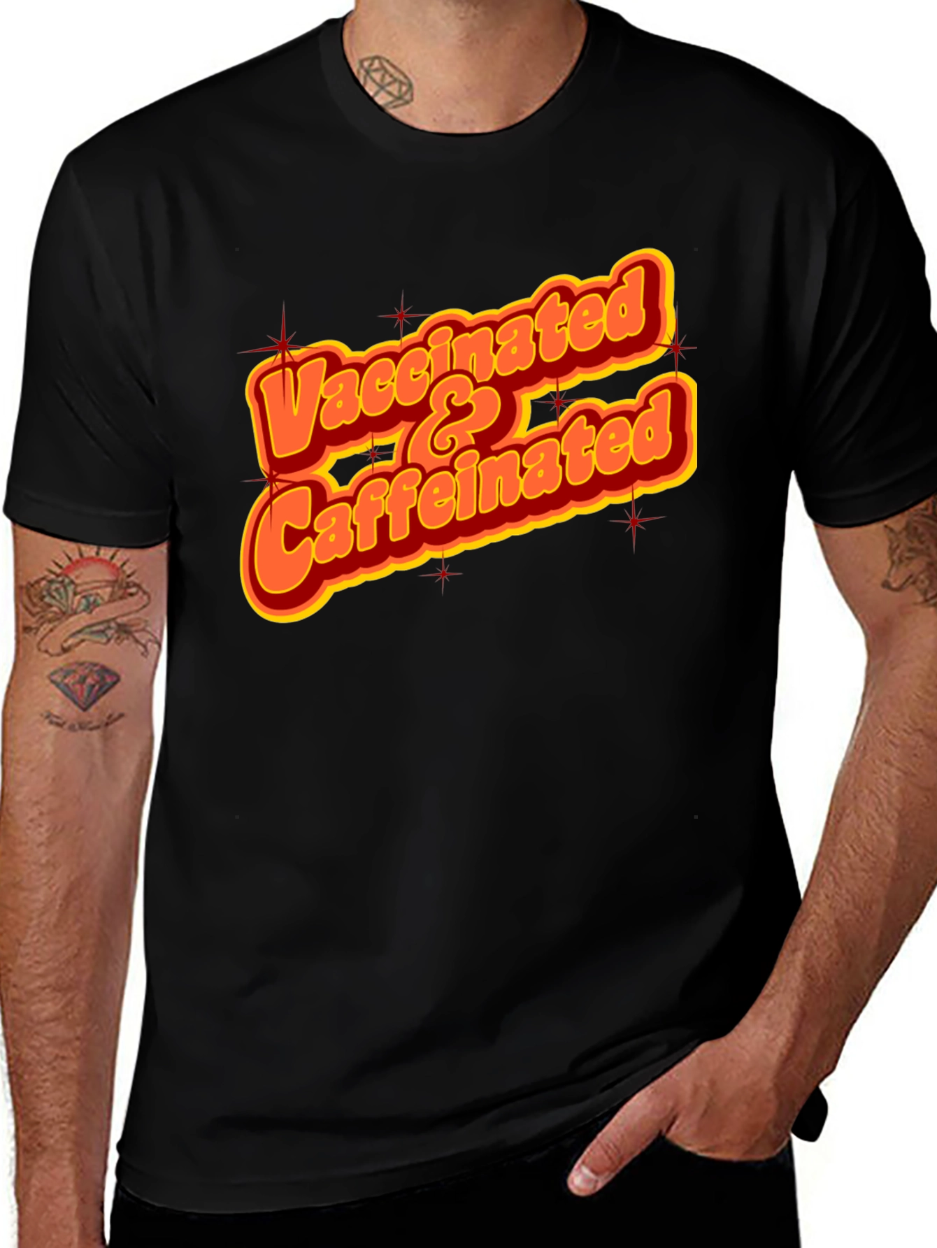 Variant 3 of Vaccinated & Caffeinated Graphic Tee