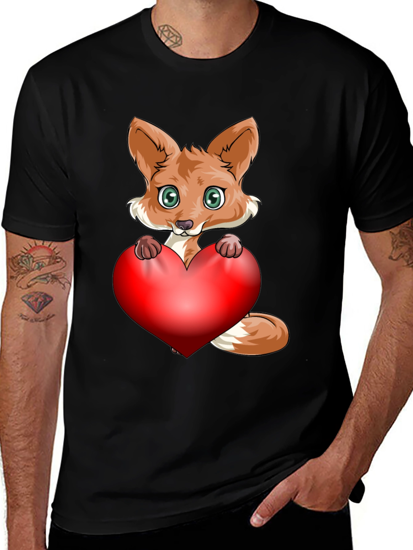 Variant 24 of Cute Fox Heart Graphic T-Shirt - Love & Style!