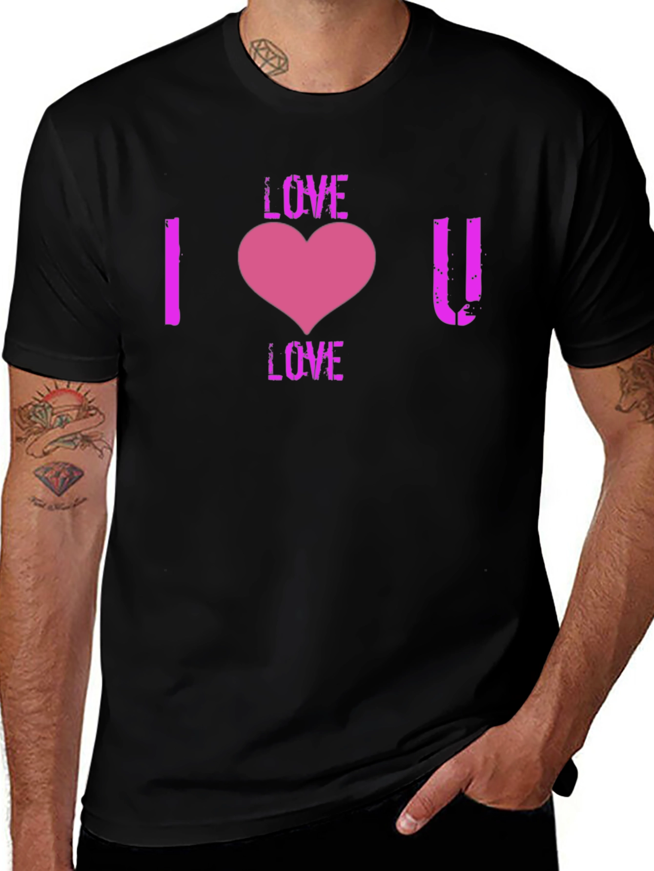 Variant 24 of I Love You Heart Graphic T-Shirt - Black