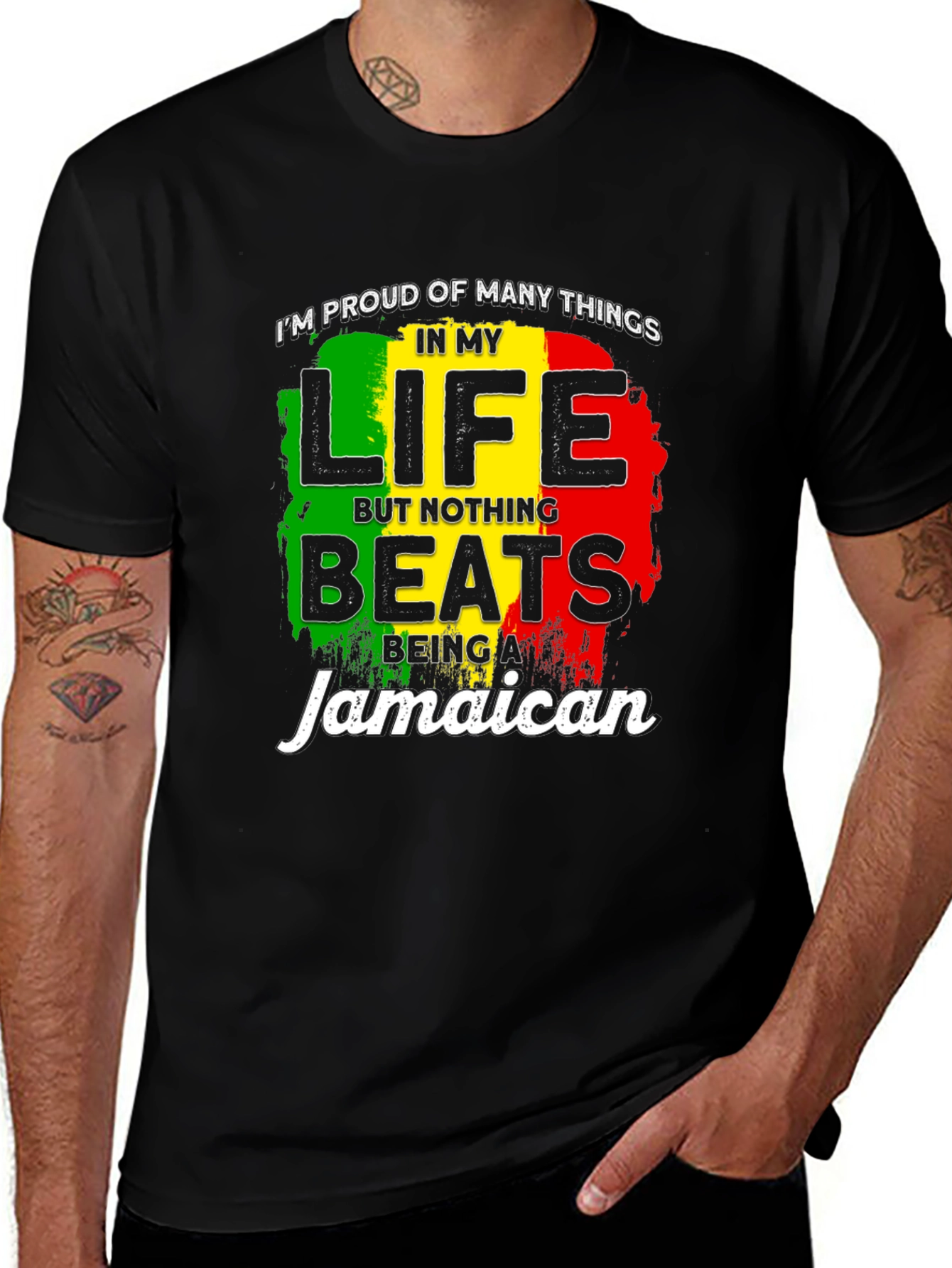 Proud Jamaican T-Shirt - Rasta Colors Tee