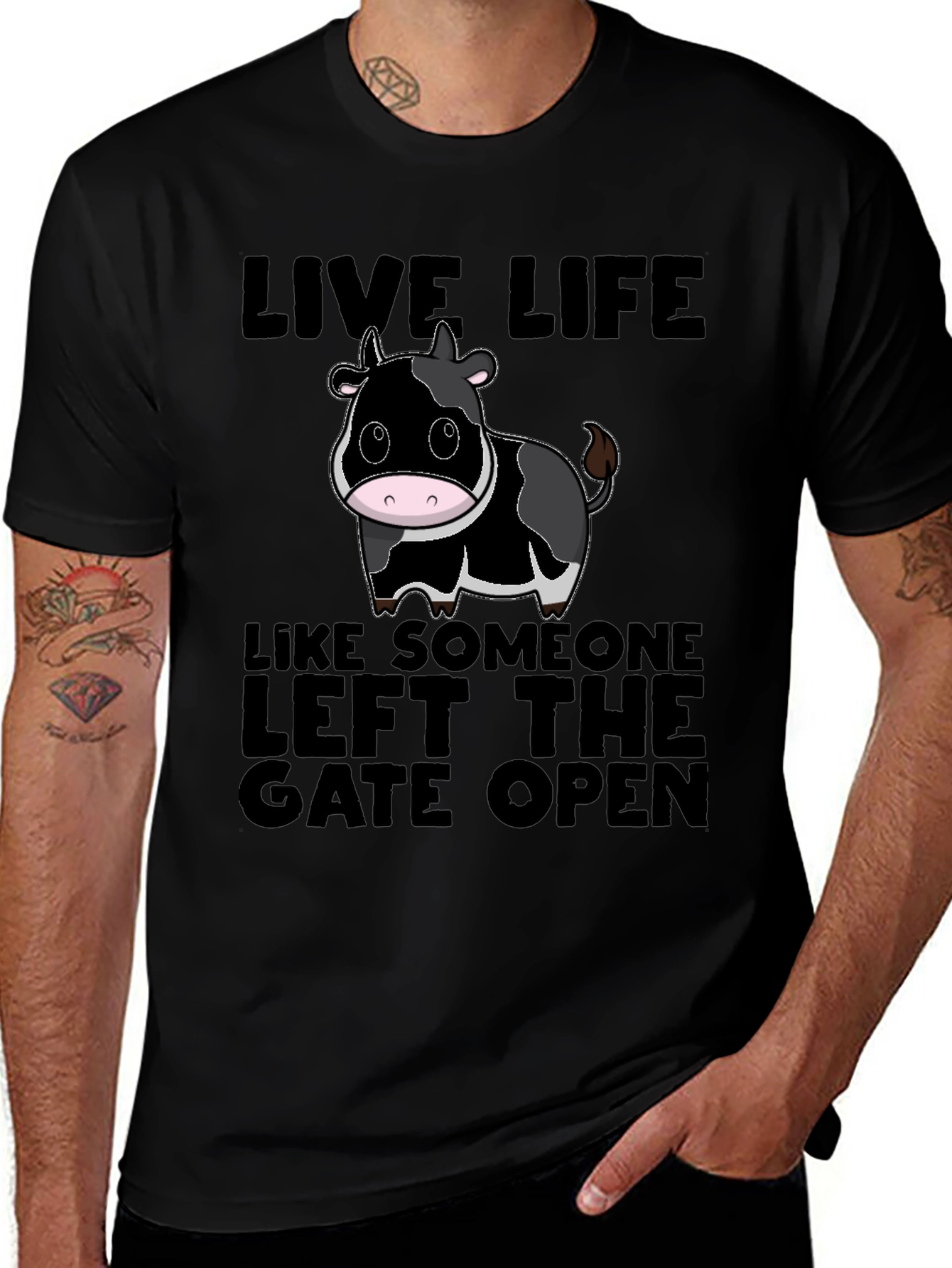 Live Life Like Someone Left The Gate Open Cow T-Shirt