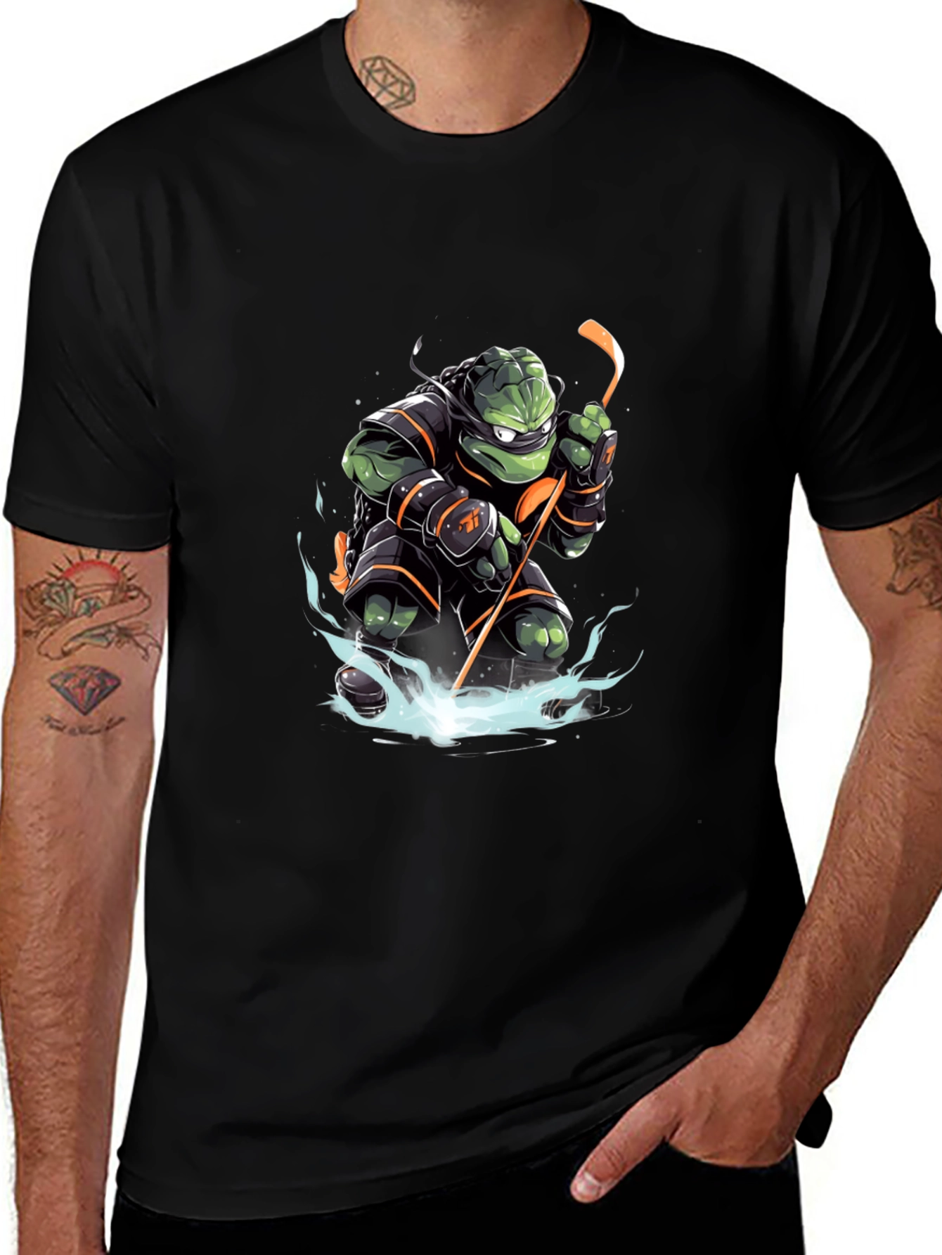 Teenage Mutant Ninja Turtle Hockey Black T-Shirt