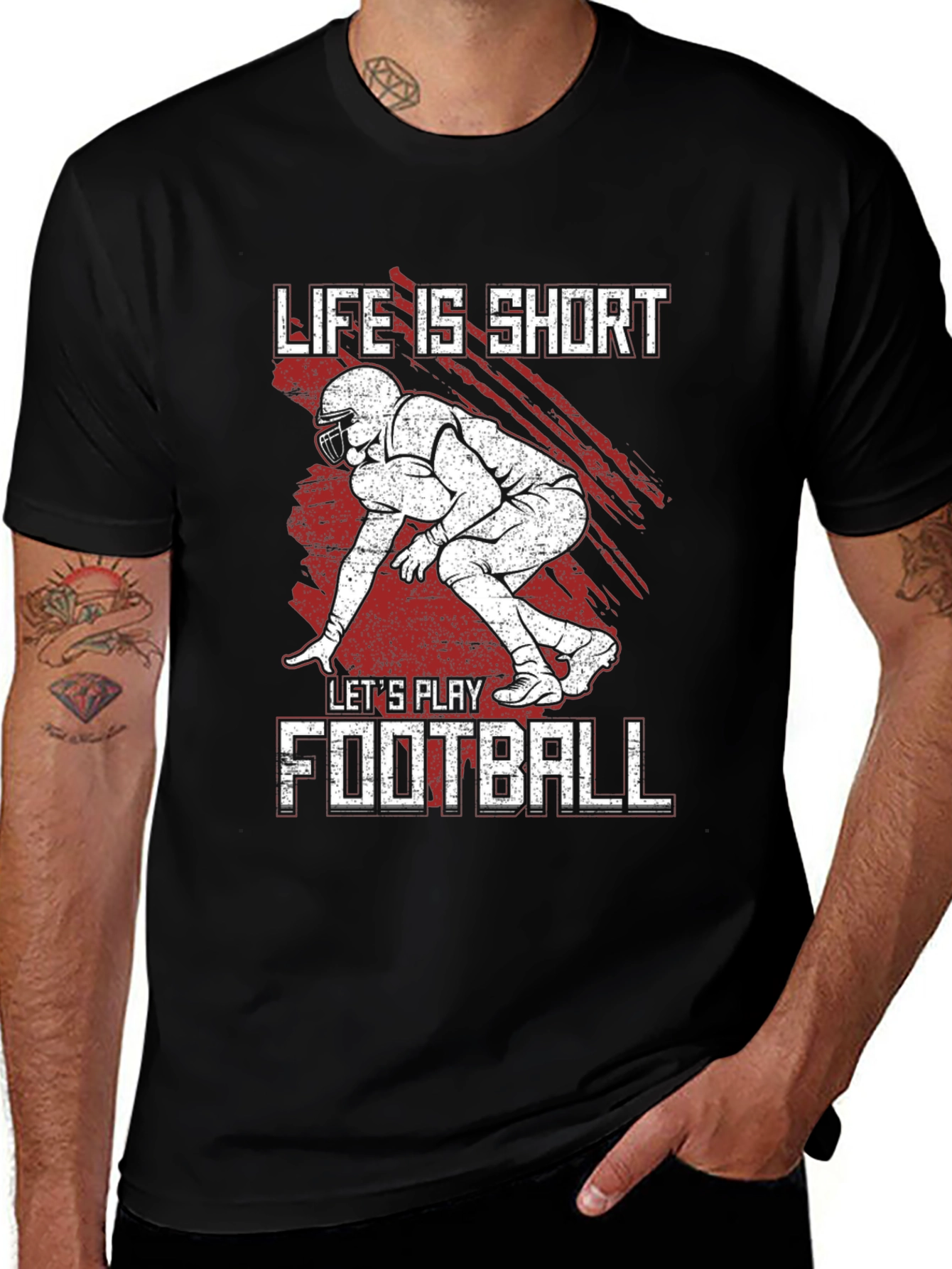 Variant 29 of Life Is Short Football T-Shirt - Black
