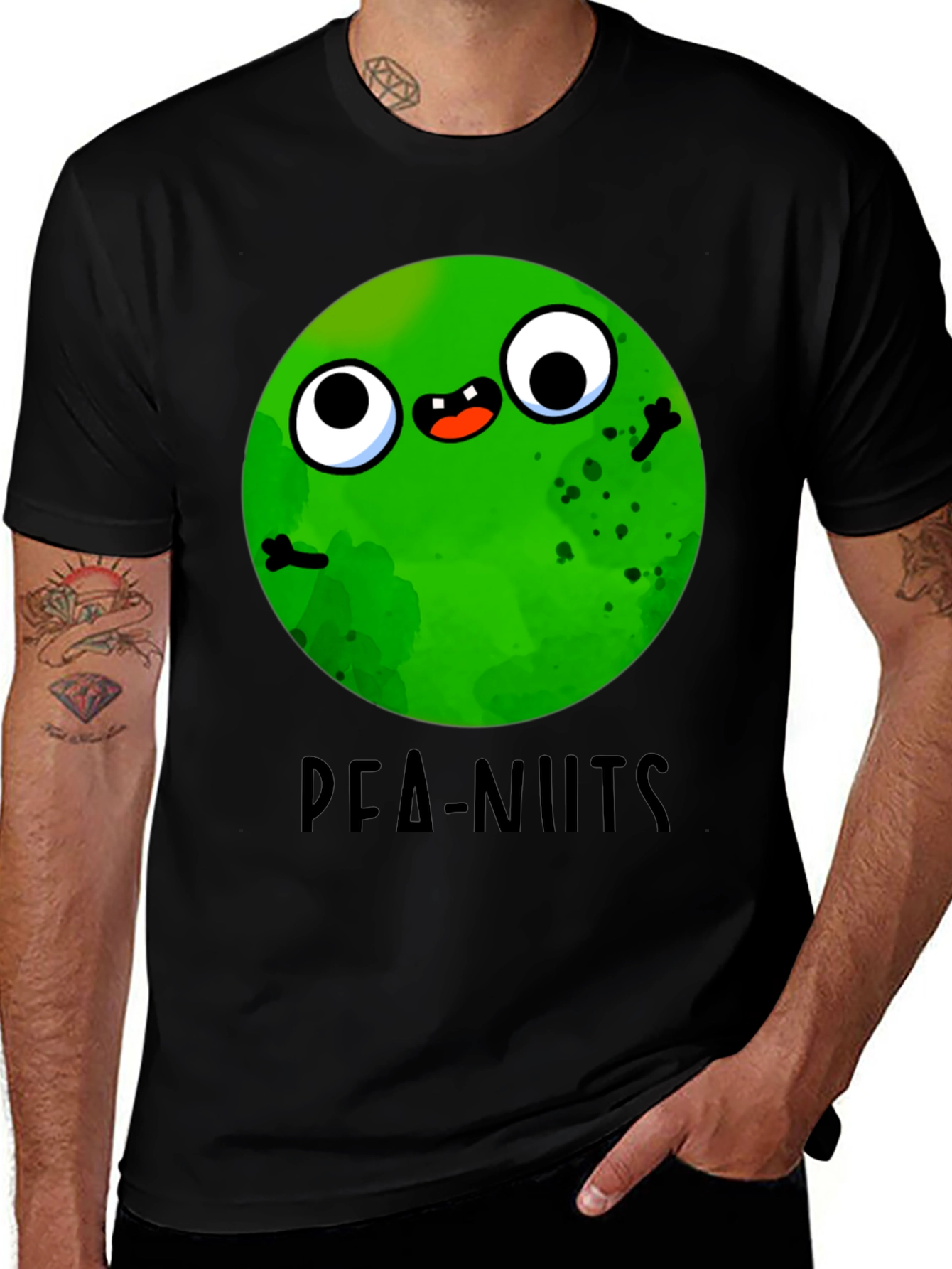 Variant 19 of Funny Pea-nuts Graphic T-Shirt - Unisex Black Tee
