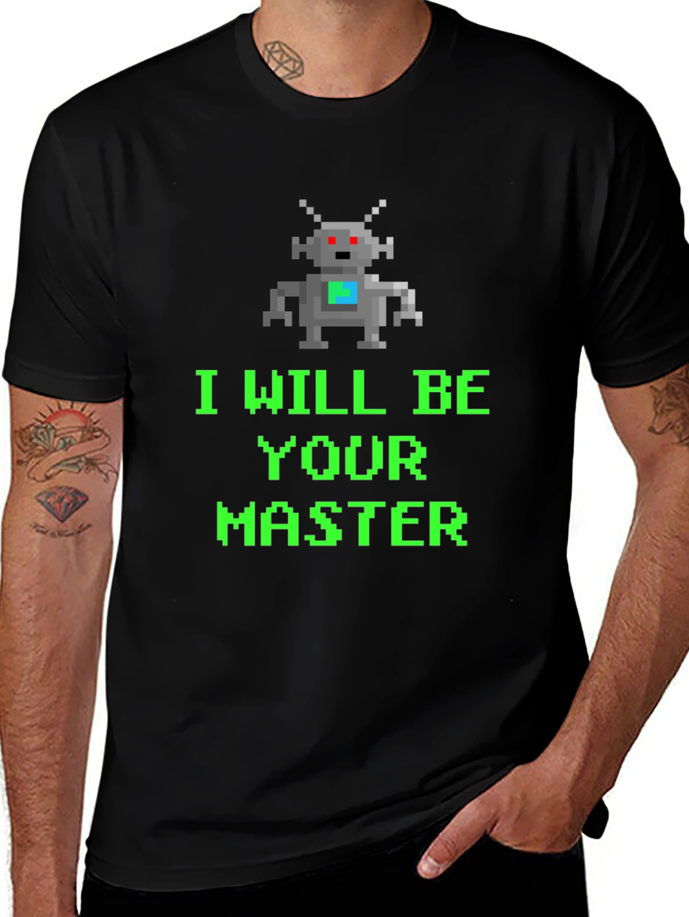 Variant 14 of Pixel Robot 'I Will Be Your Master' Graphic Tee