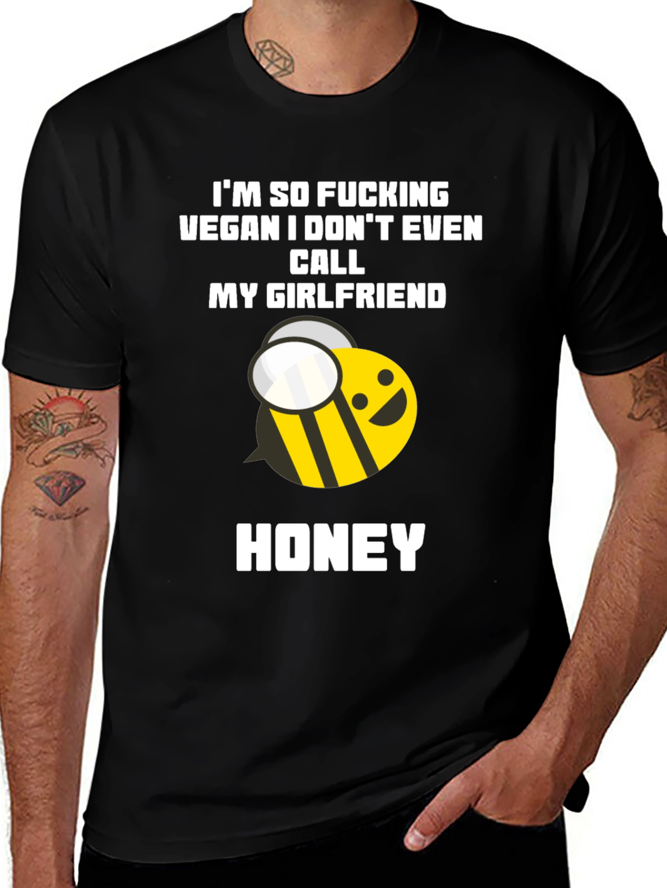 Variant 18 of Vegan Honey Bee Humor Tee