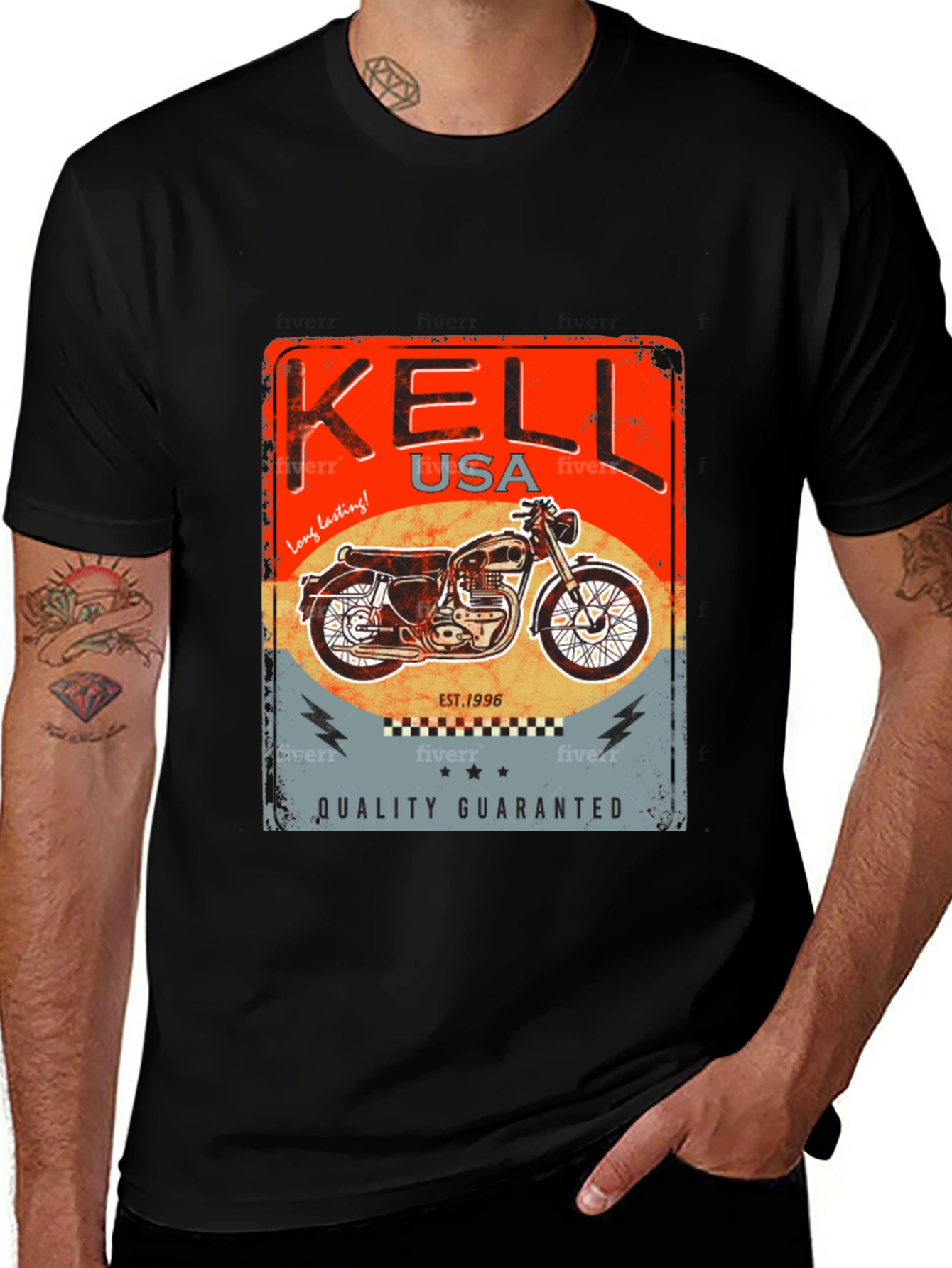 Variant 15 of Kell USA Motorcycle Graphic T-Shirt - Quality Guaranteed