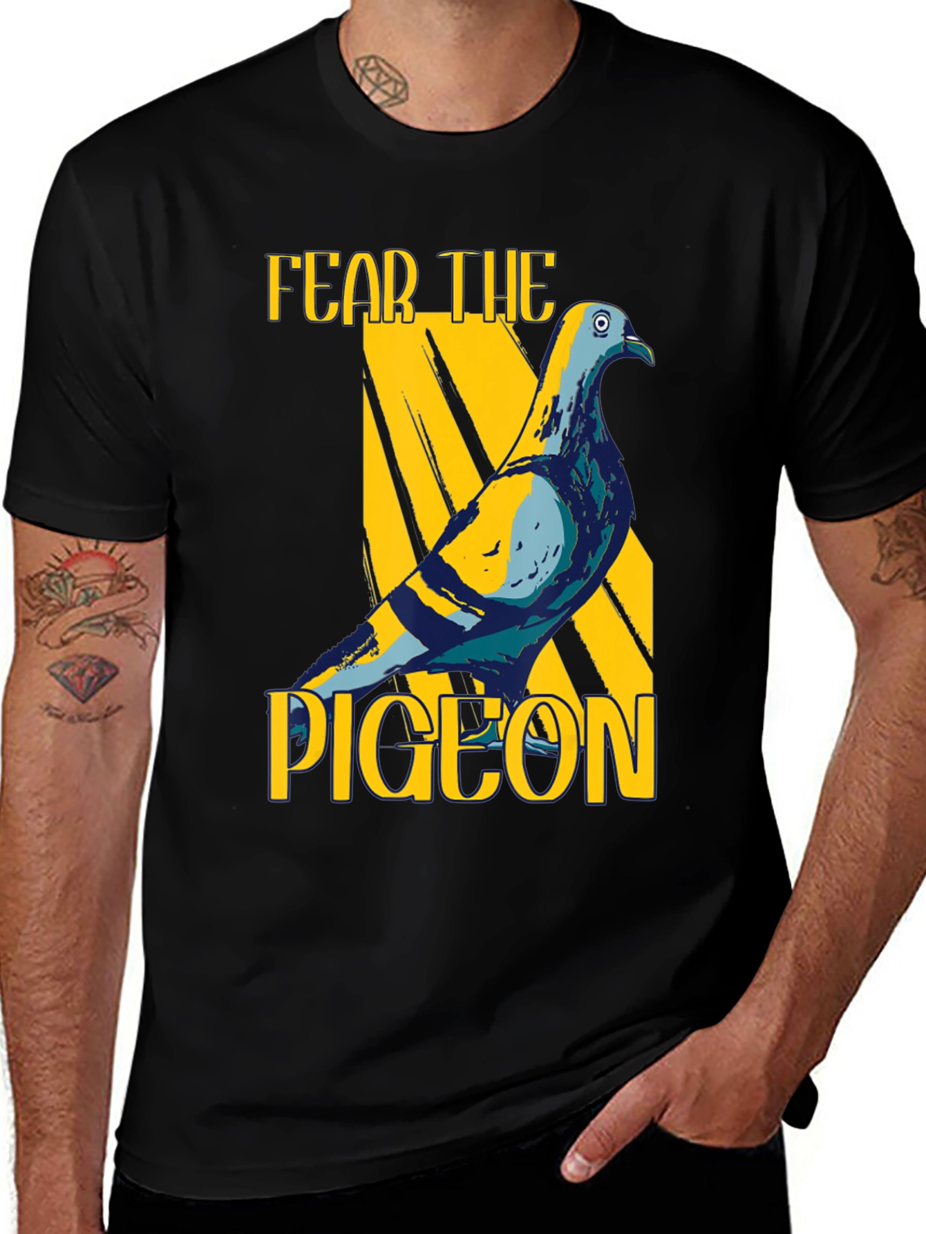 Variant 9 of Fear The Pigeon Graphic T-Shirt - Black
