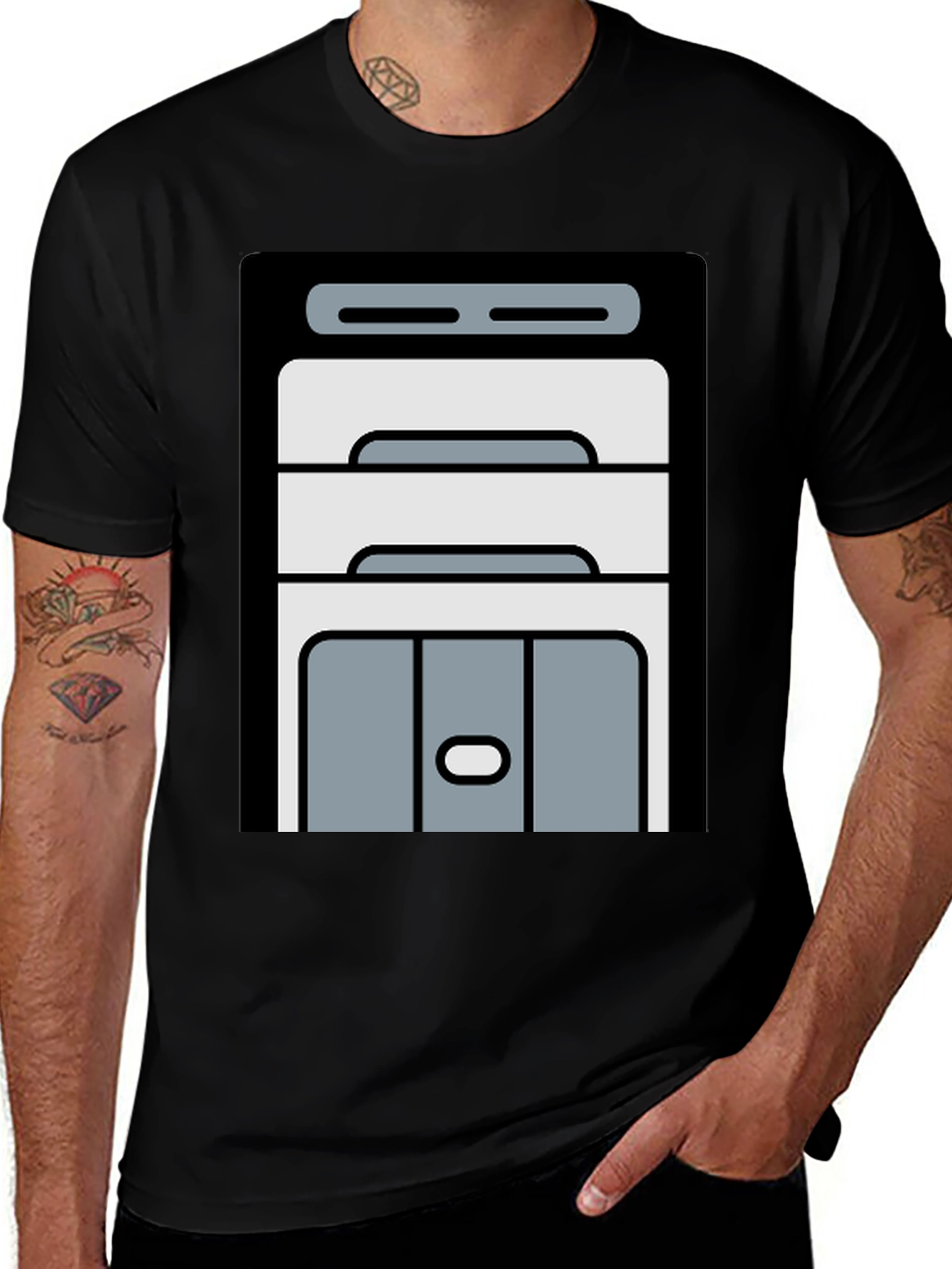 Variant 3 of Modern Server Rack Graphic Tee - Black