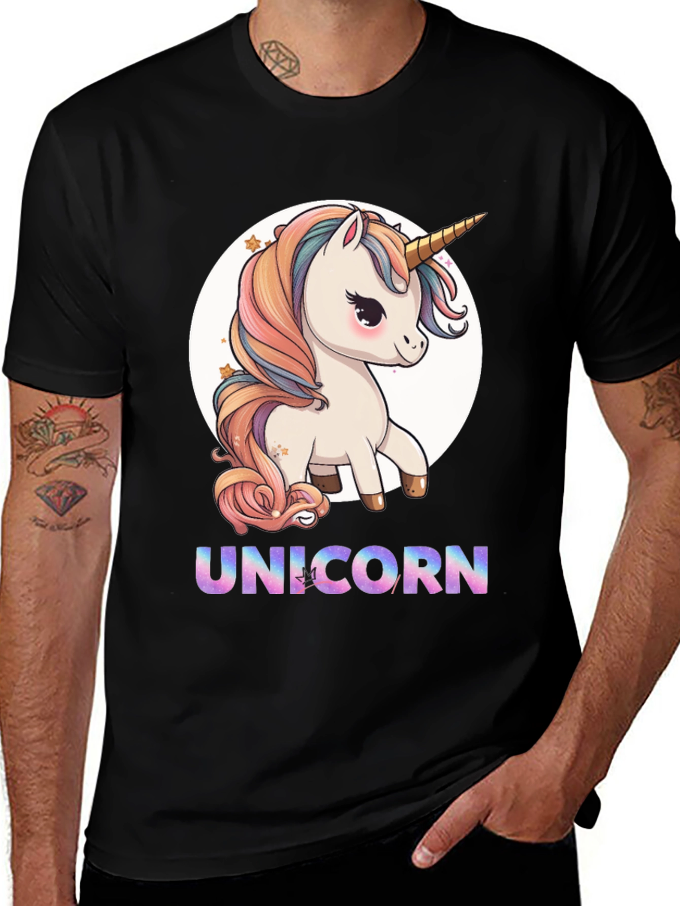 Black Unicorn T-Shirt - Cute Cartoon Style main image