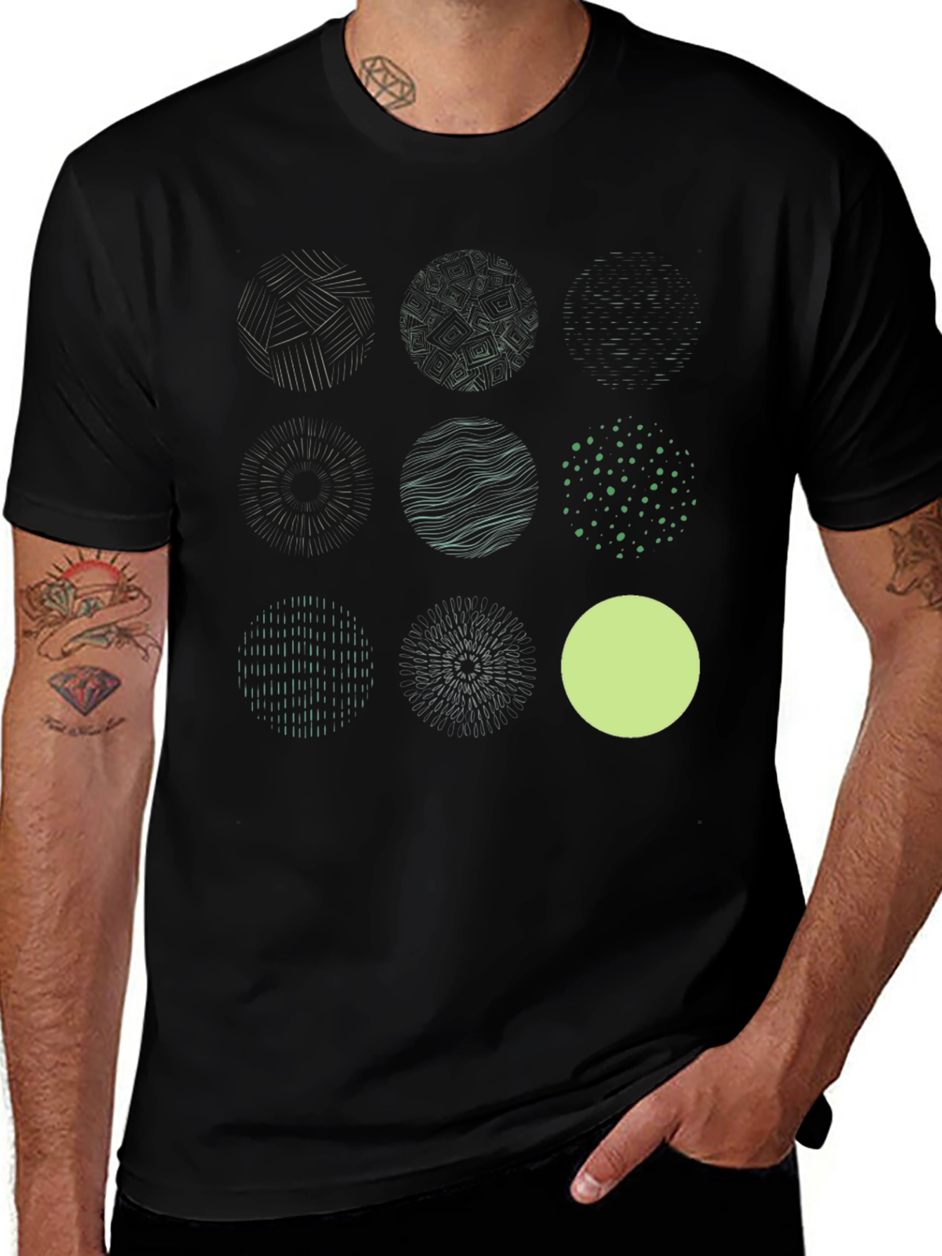 Variant 30 of Abstract Circle Pattern T-Shirt - Casual Graphic Tee