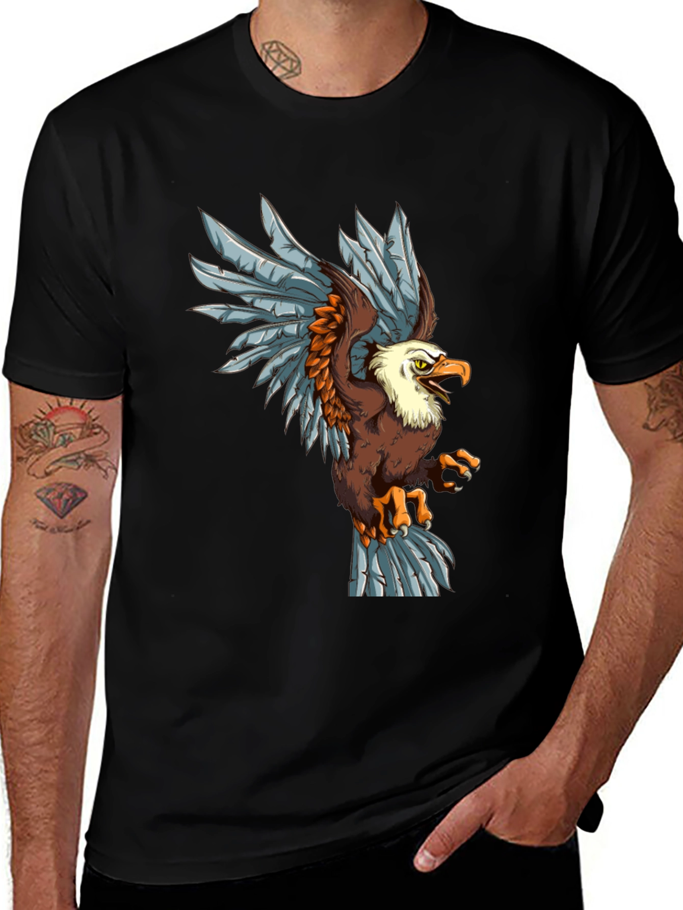 Variant 2 of Eagle Graphic Tee - Black Cotton T-Shirt