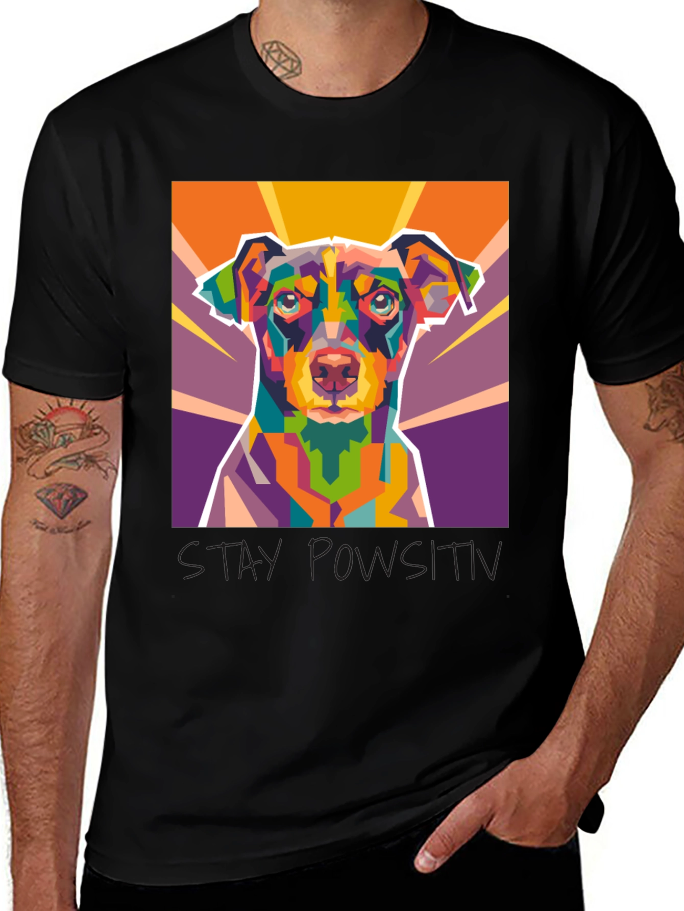 Variant 10 of Geometric Dog Art Black Graphic Tee