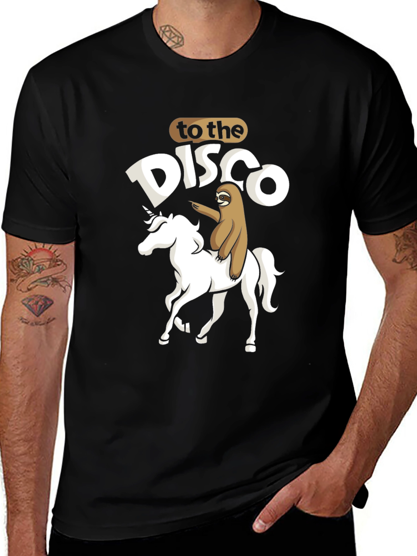 Variant 10 of Sloth Riding Unicorn Disco T-Shirt