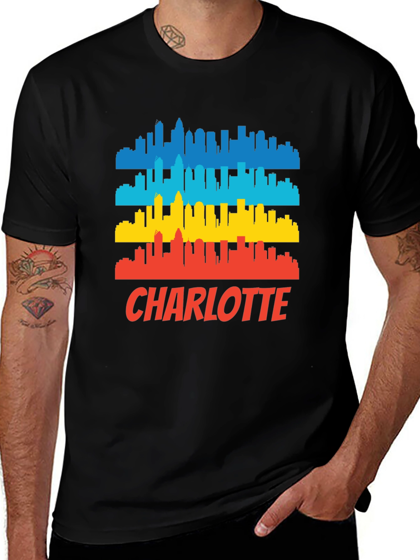Charlotte Skyline Graphic Tee - Retro Cityscape T-Shirt