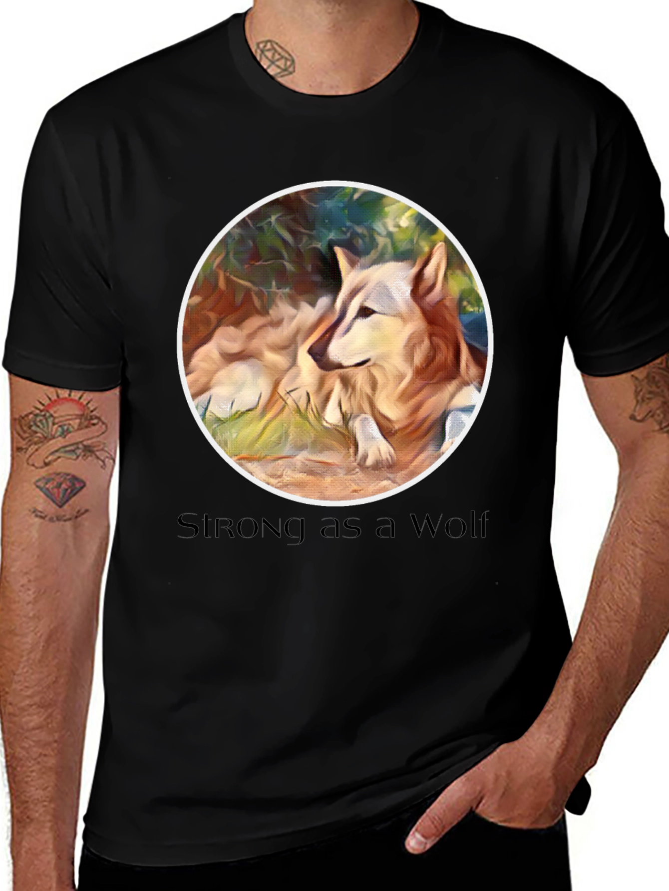 Variant 16 of Strong as a Wolf Graphic Tee - Premium Comfort