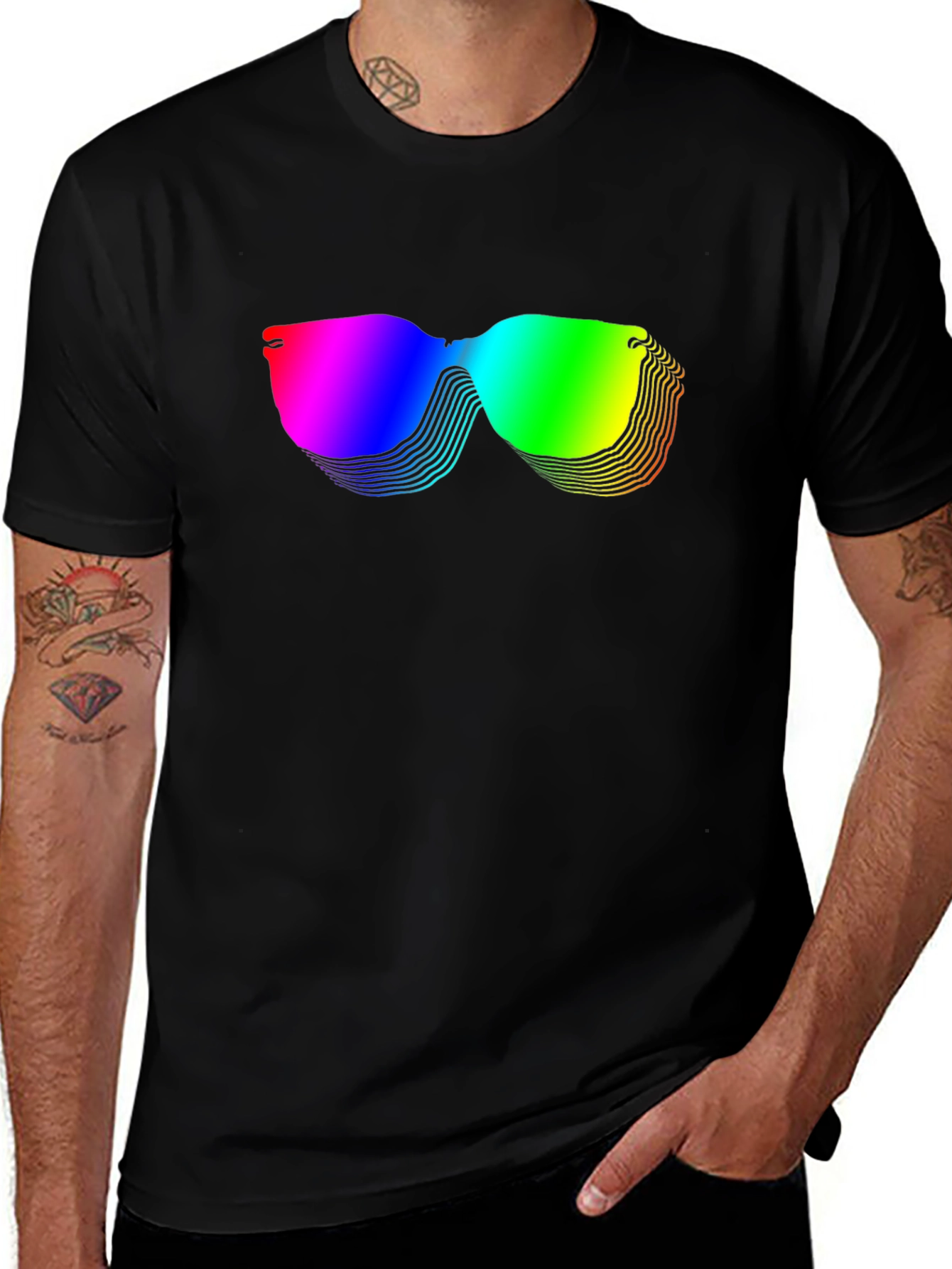 Variant 16 of Rainbow Sunglasses Graphic Black T-Shirt