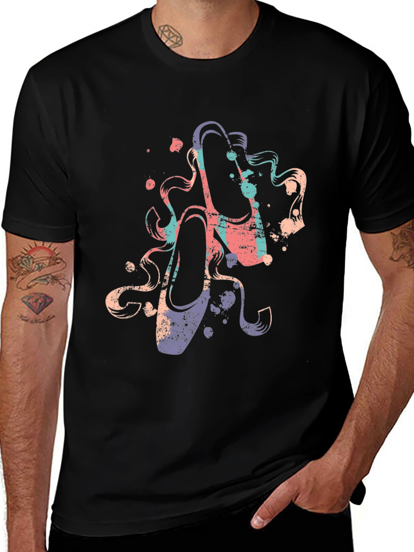 Variant 22 of Ballet Shoe Graphic Tee - Artsy Black T-Shirt