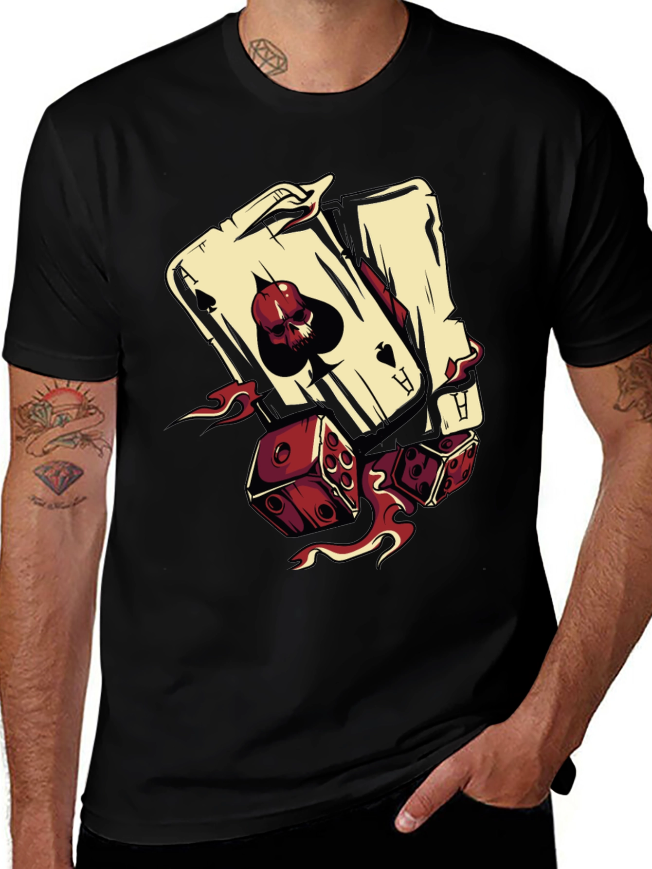 Variant 24 of Skull Ace and Dice Graphic T-Shirt
