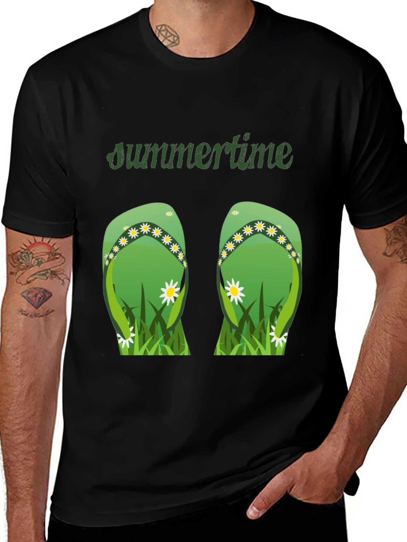 Variant 24 of Summertime Flip Flops Graphic Tee - Black