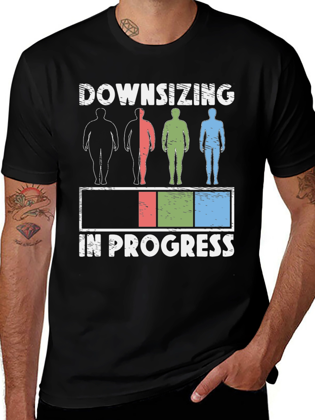 Variant 30 of Downsizing in Progress Funny Weight Loss T-Shirt