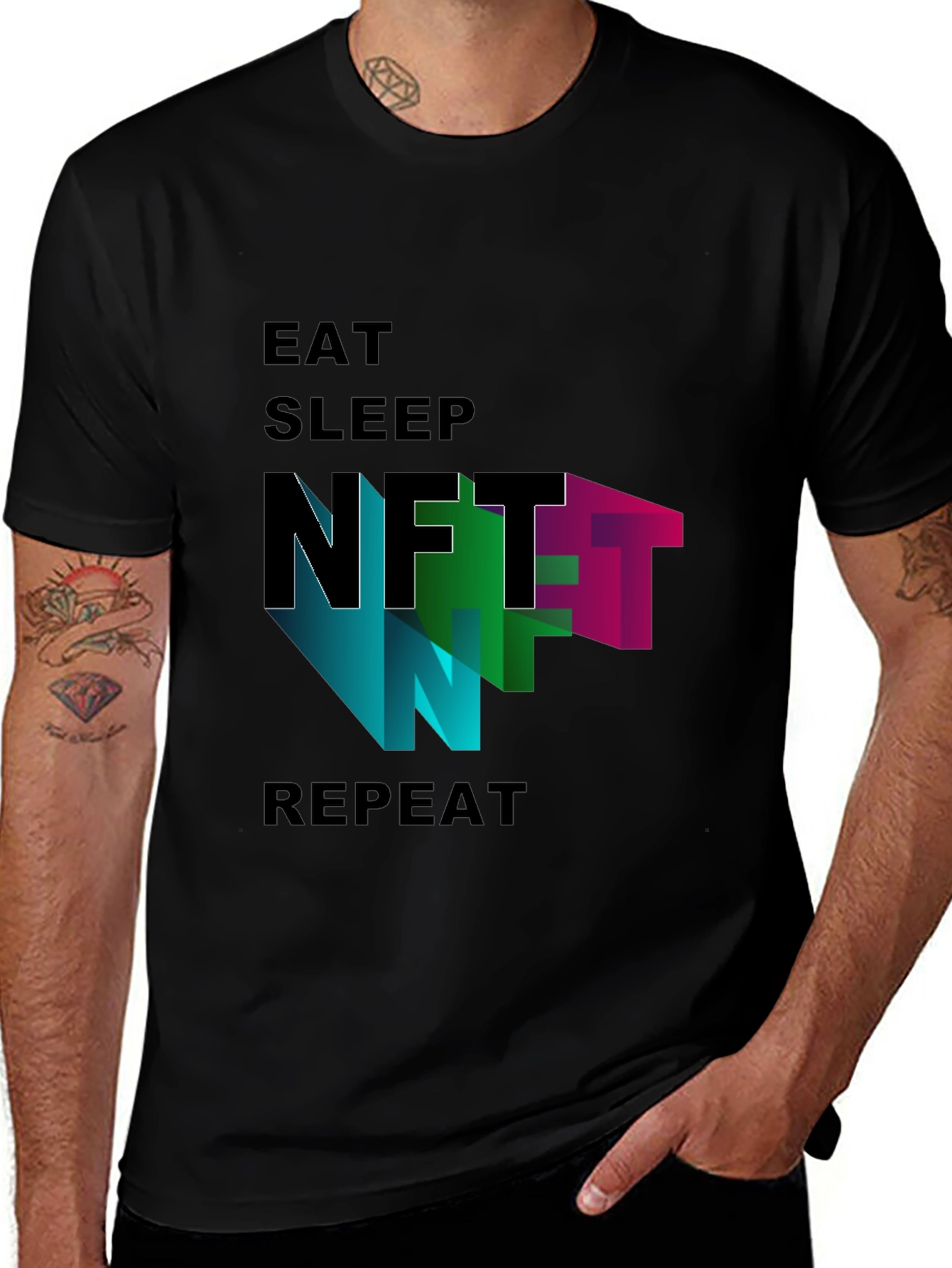 Variant 30 of Eat Sleep NFT Repeat T-Shirt