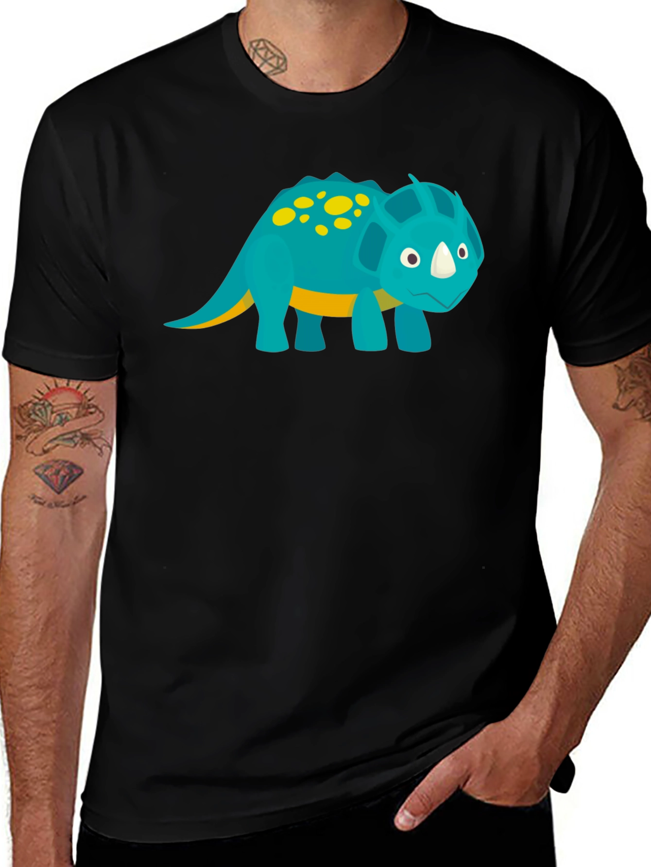 Variant 16 of Dino Graphic Tee - Black Cotton T-Shirt