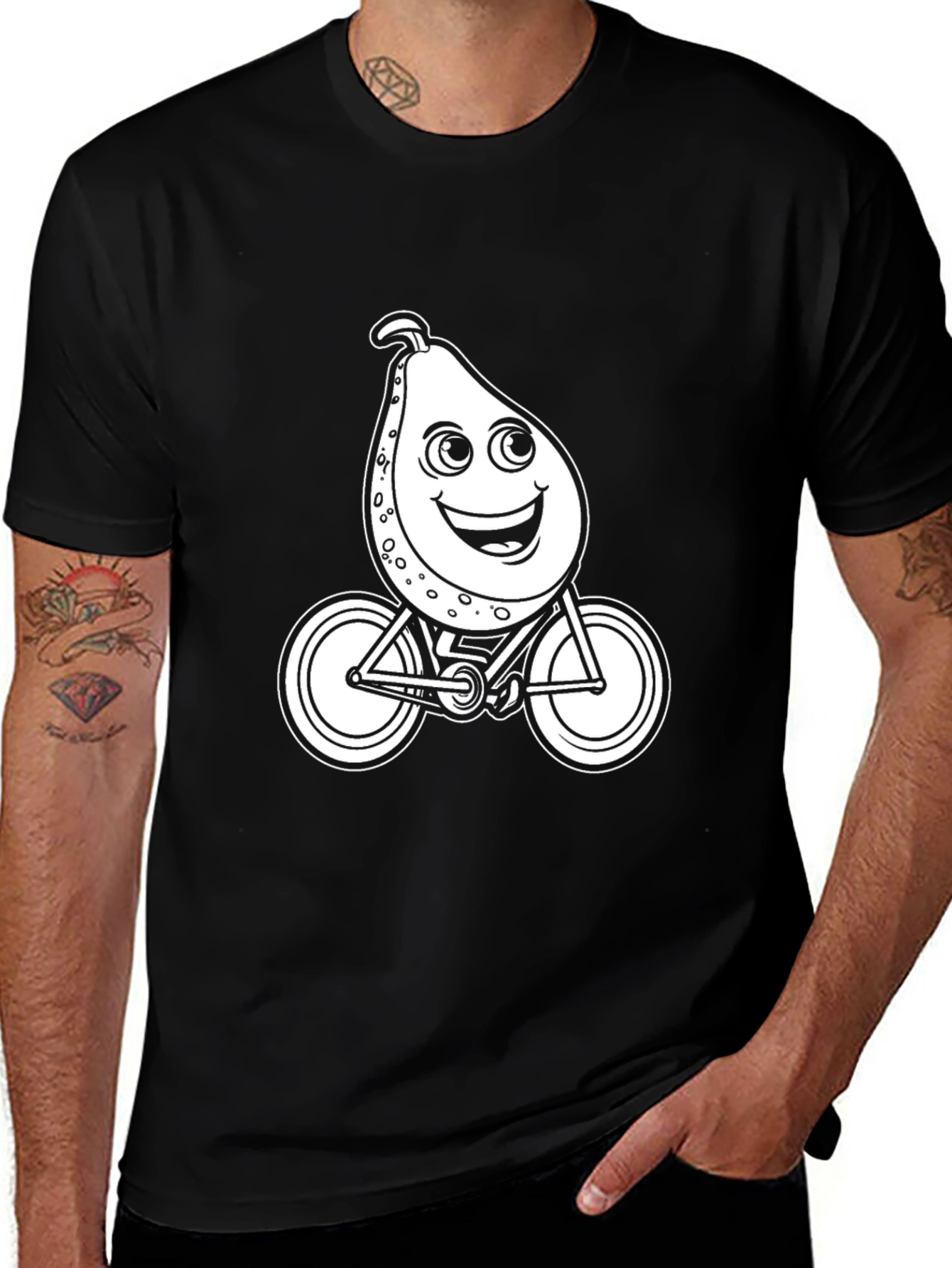 Variant 9 of Pear on Bike T-Shirt - Funny Cartoon Fruit Rider Tee