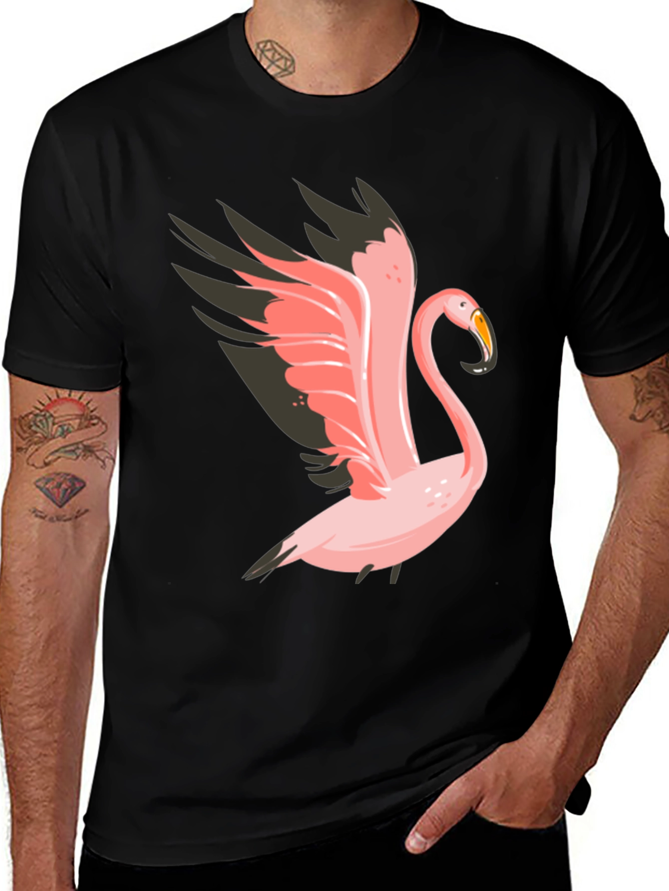 Variant 30 of Flamingo Graphic Tee - Black Cotton T-Shirt