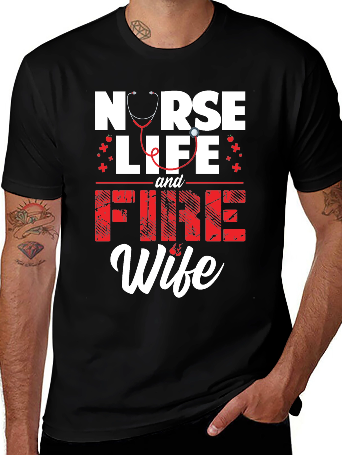 Black Nurse Life & Fire Wife Graphic T-Shirt main image
