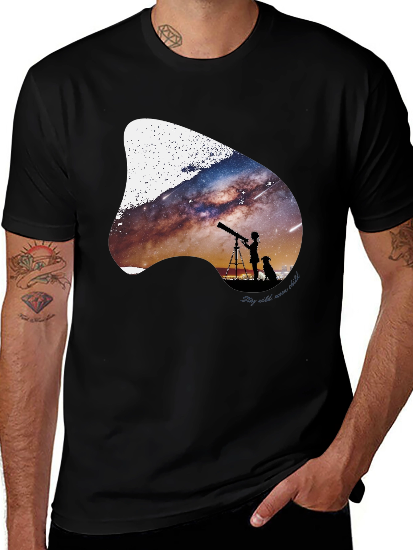 Variant 15 of Starry Night Telescope Graphic Tee
