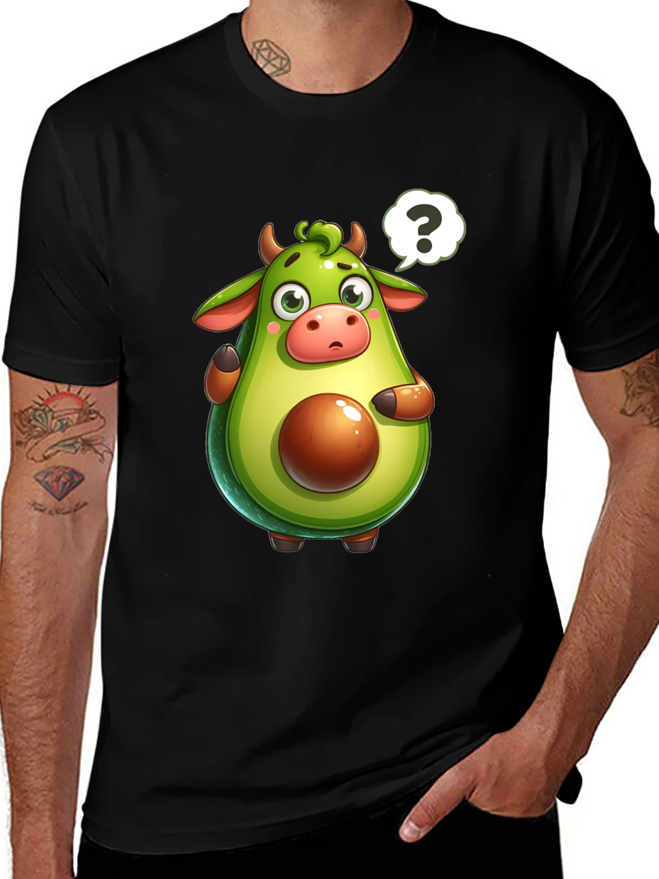 Variant 14 of Avocado Cow Cartoon T-Shirt
