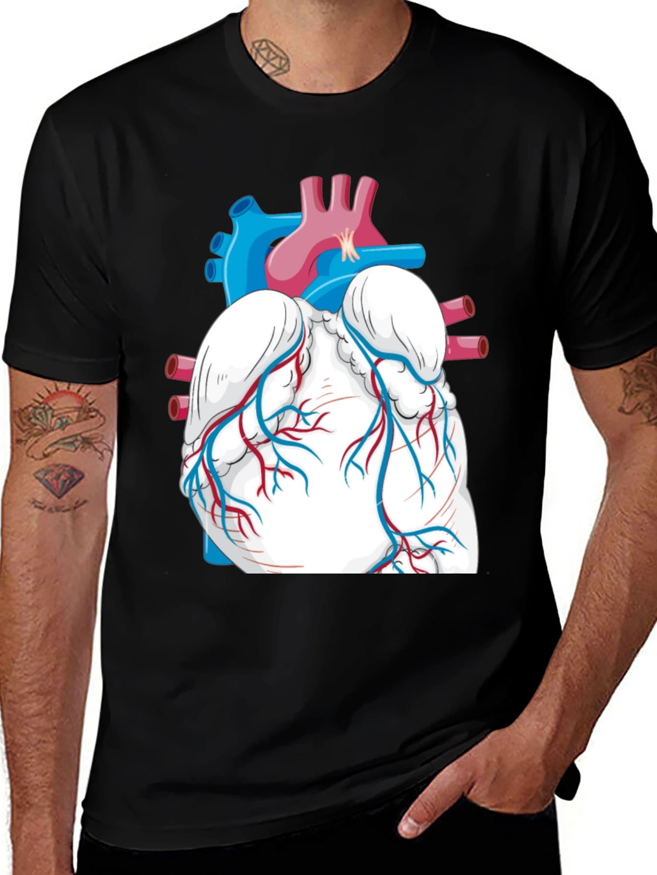 Variant 13 of Anatomical Heart Graphic Tee - Black