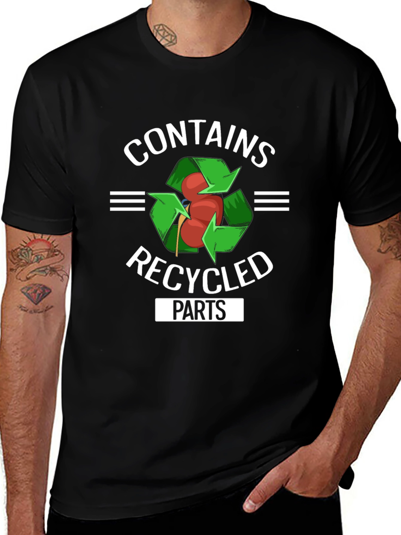 Variant 14 of Contains Recycled Parts Funny Organ Donor T-Shirt